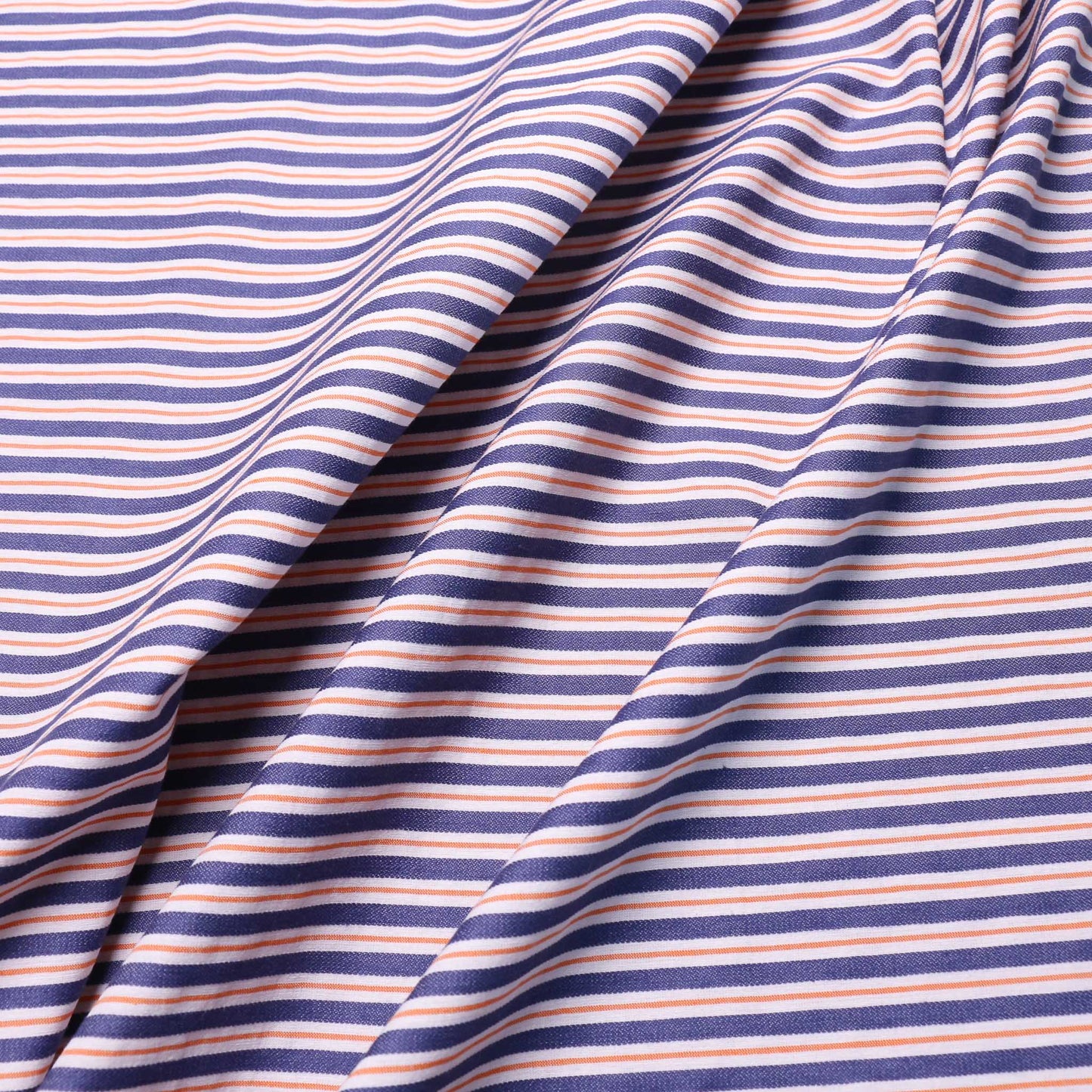 white and yellow striped blue dressmaking denim fabric