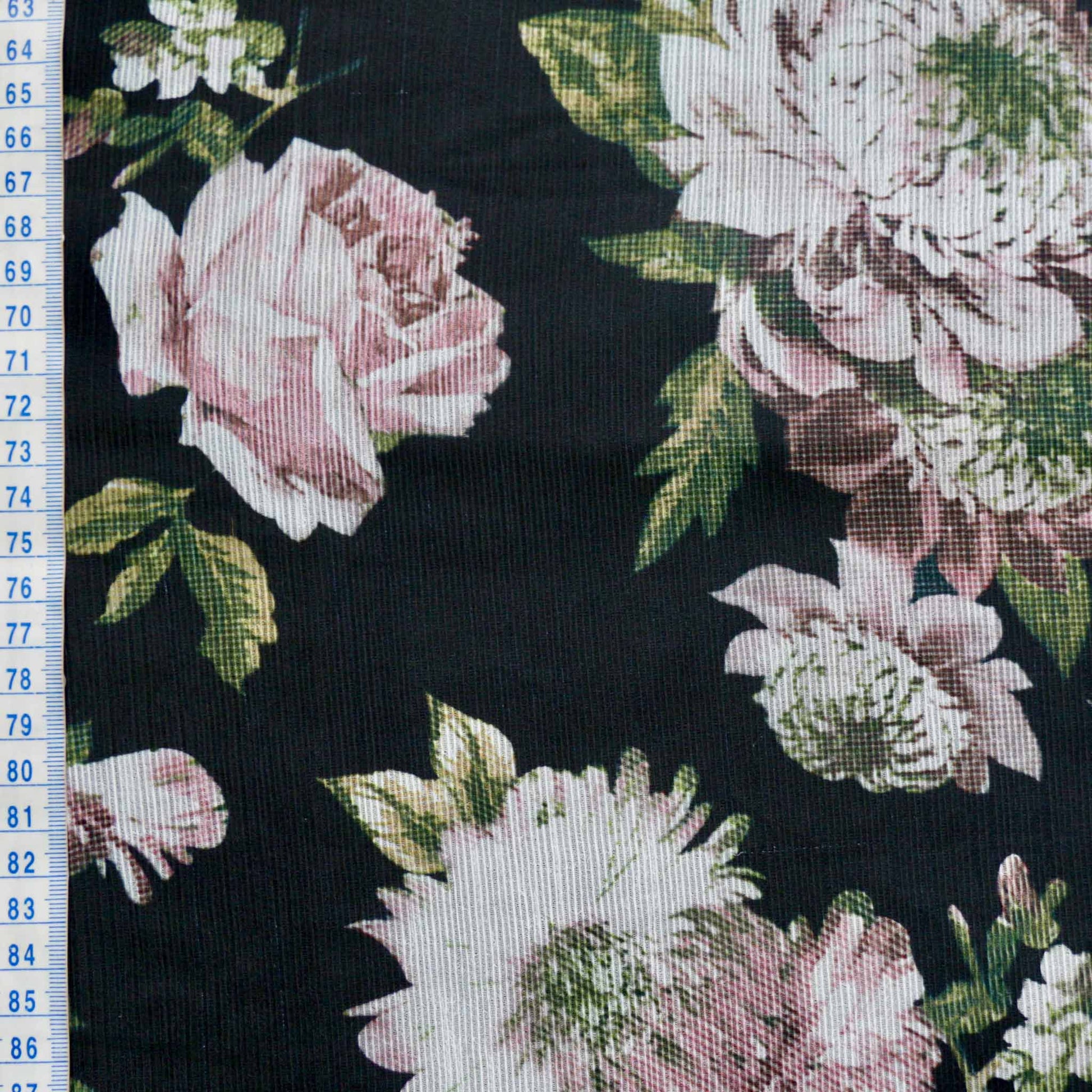 metre stretchy black chiffon polyester with pink floral print dressmaking fabric