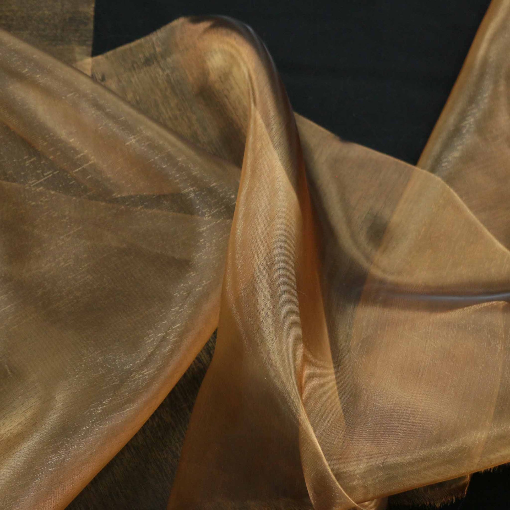 gold and black organza two tone fabric for dressmaking