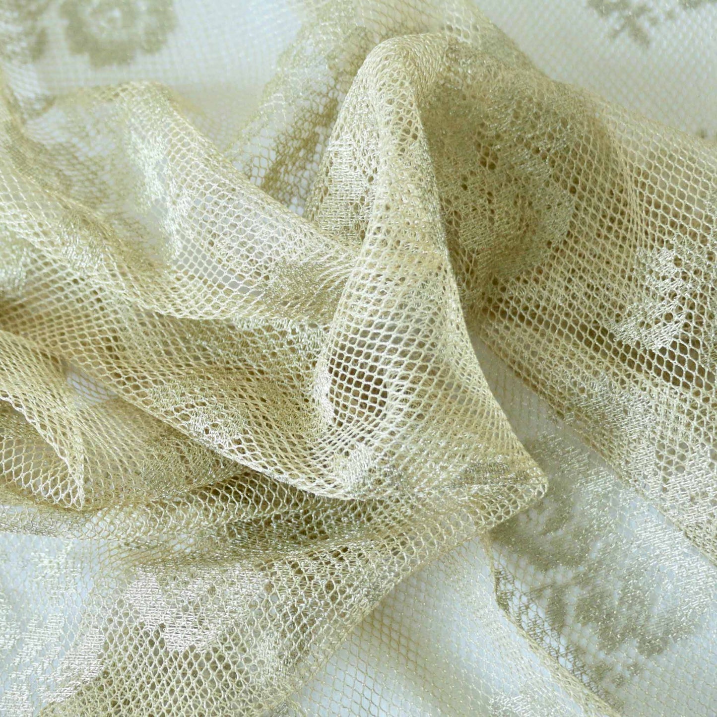 rose design on delicate gold lace fabric for dressmaking