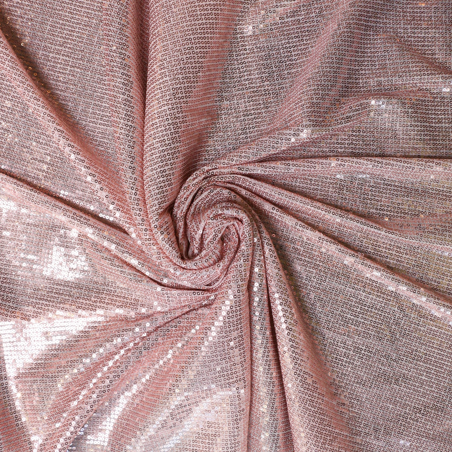 sequin mesh dressmaking fabric with rose gold plain sequins