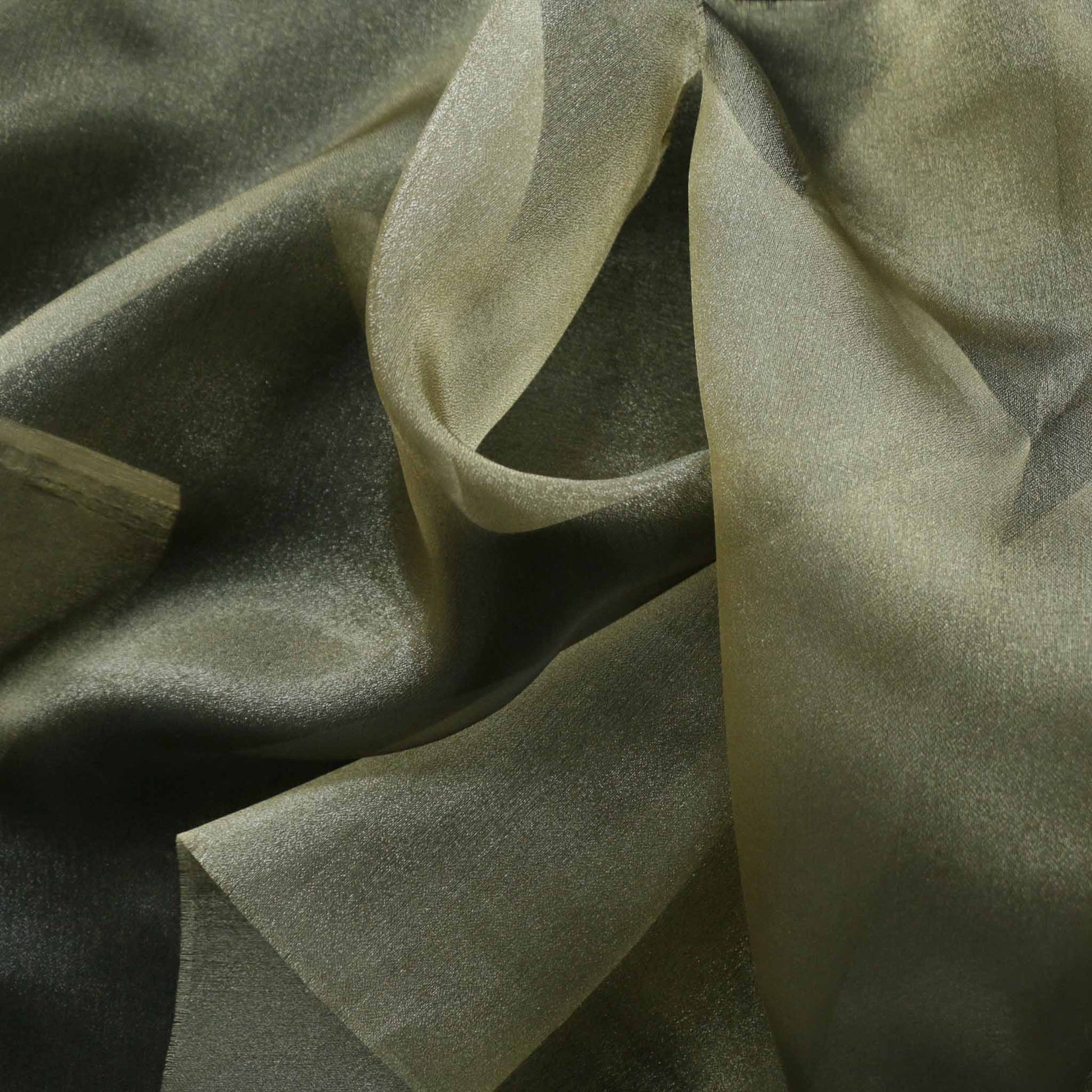 gold and black two tone crystal organza dressmaking fabric