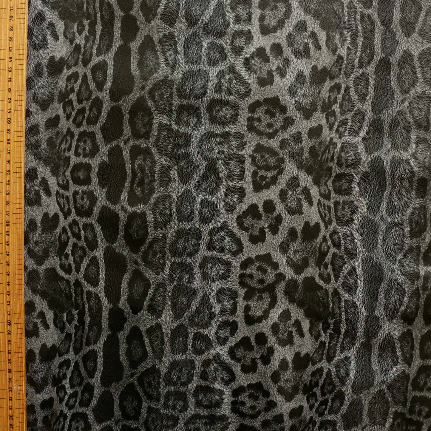 metre vinyl pvc leatherette with grey and black jaguar skin print