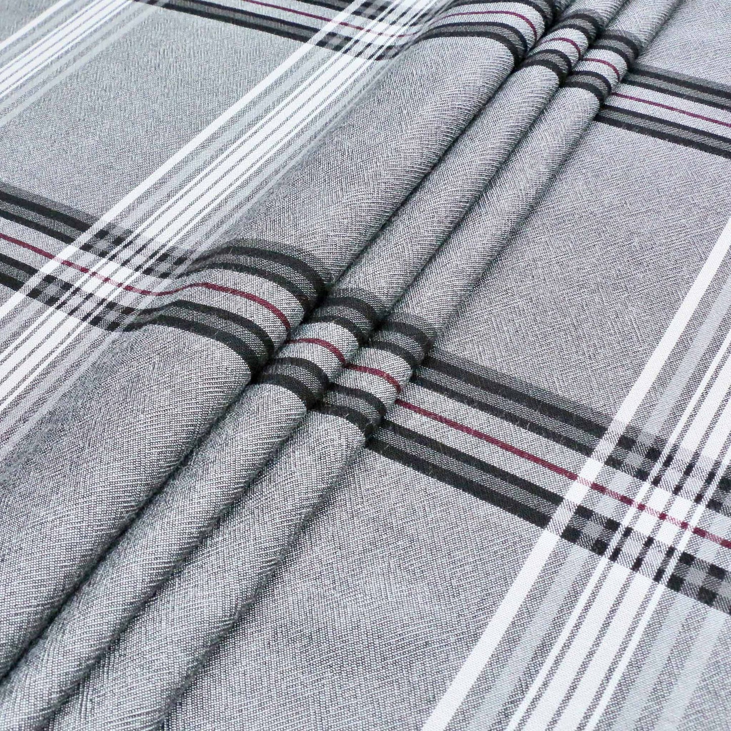 check patterned viscose challis dressmaking rayon fabric in grey white and black
