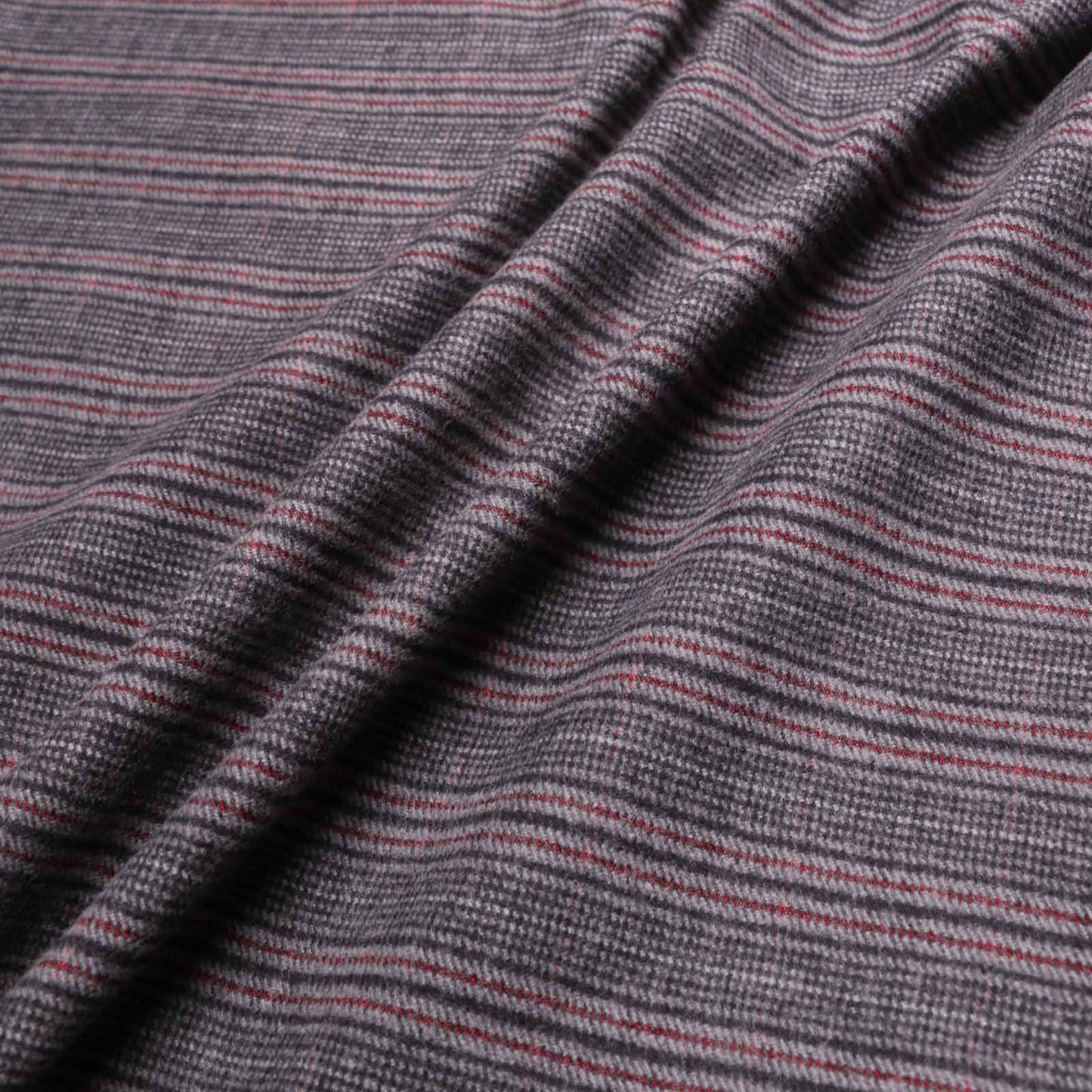 grey red and black brushed cotton check dressmaking fabric
