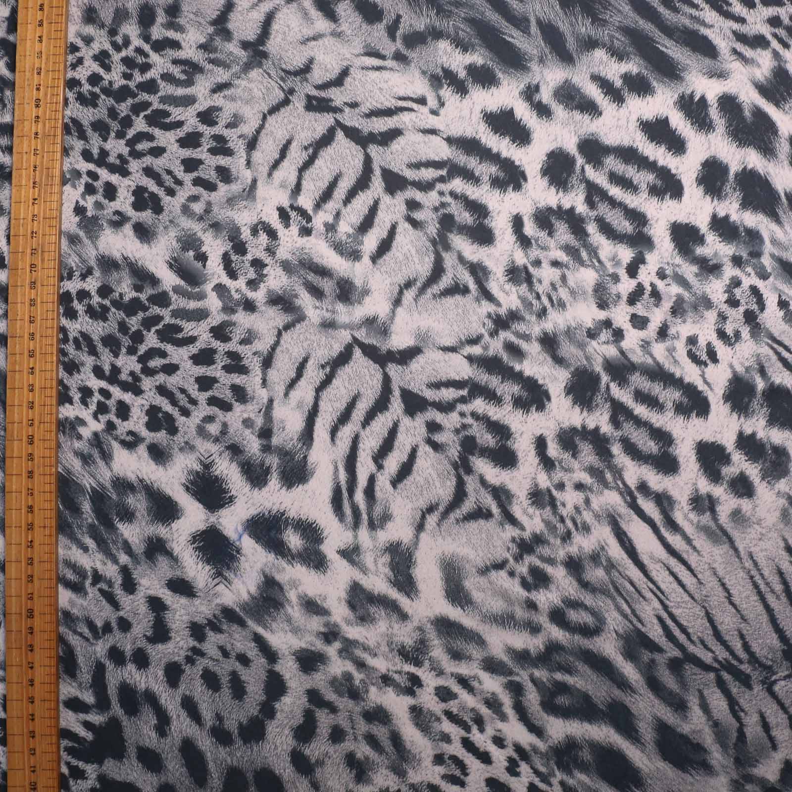 grey animal print soft satin dressmaking fabric