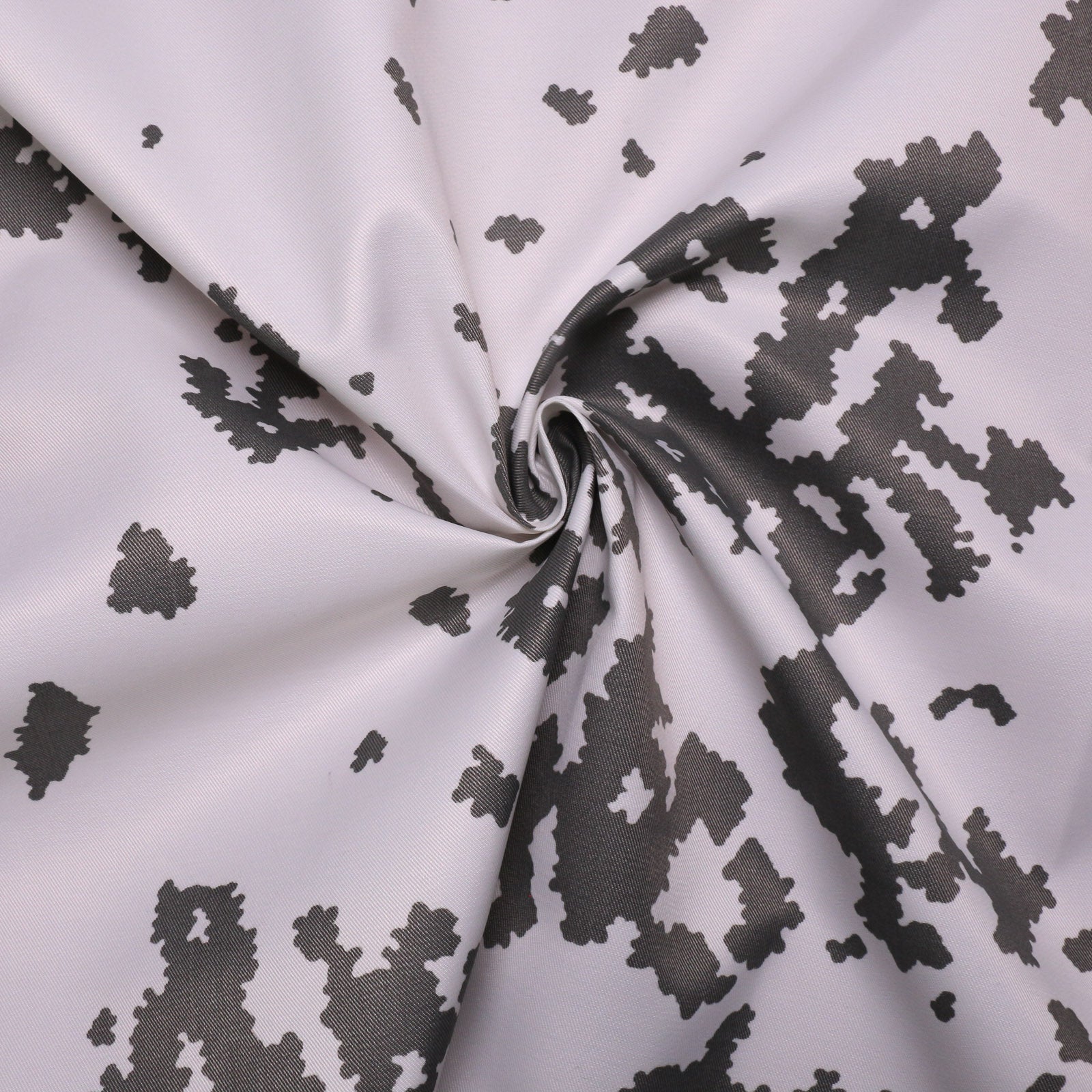 camouflage water resistant dressmaking cotton twill fabric in grey and white