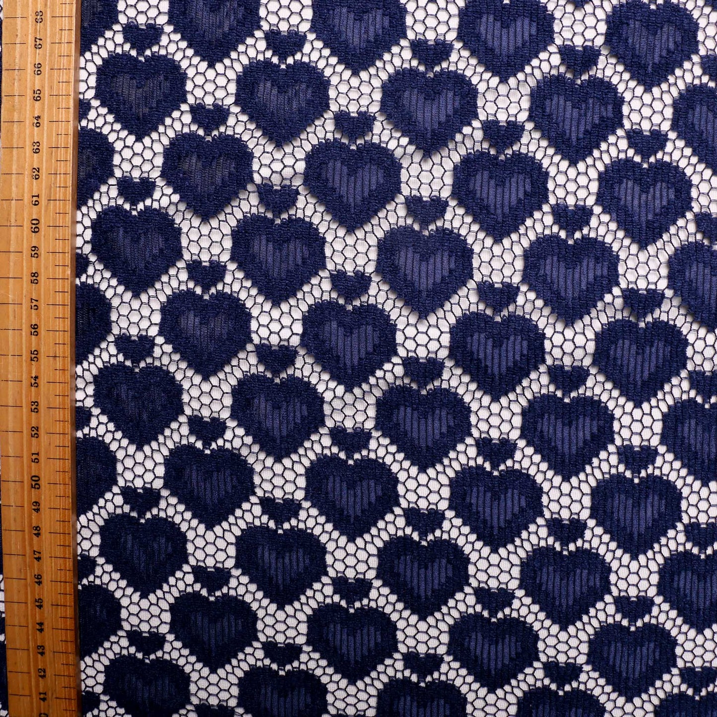 love heart blue lace dressmaking fabric