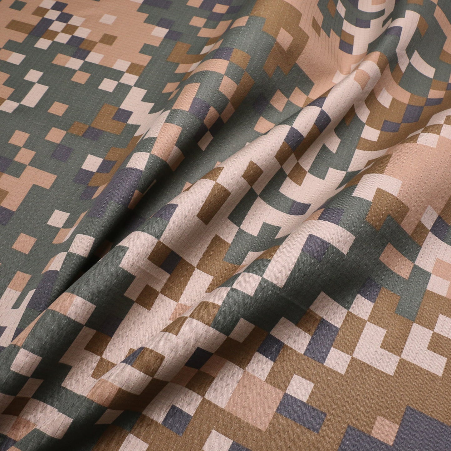rip resistant square camouflage dressmaking cotton ripstop fabric in khaki green beige and brown