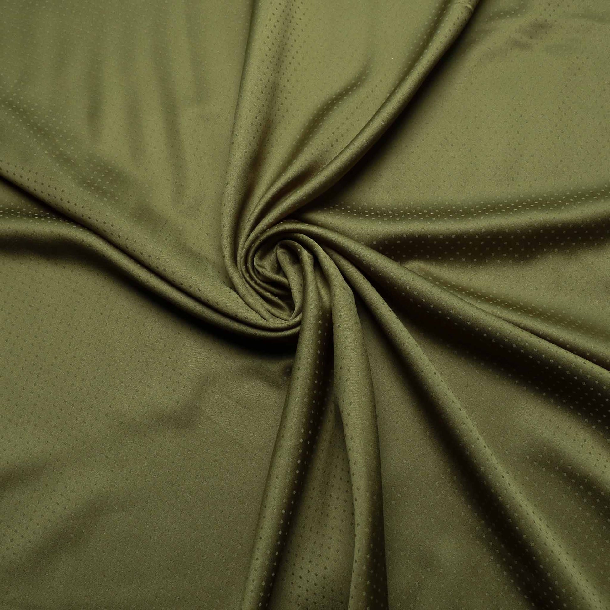 khaki green dress lining for dressmaking with jacquard polka dot pattern
