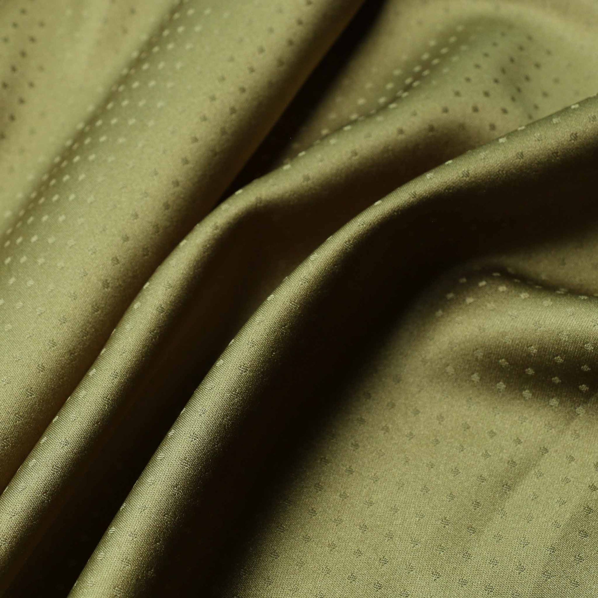 jacquard polka dot lining fabric in shiny green colour for dressmaking