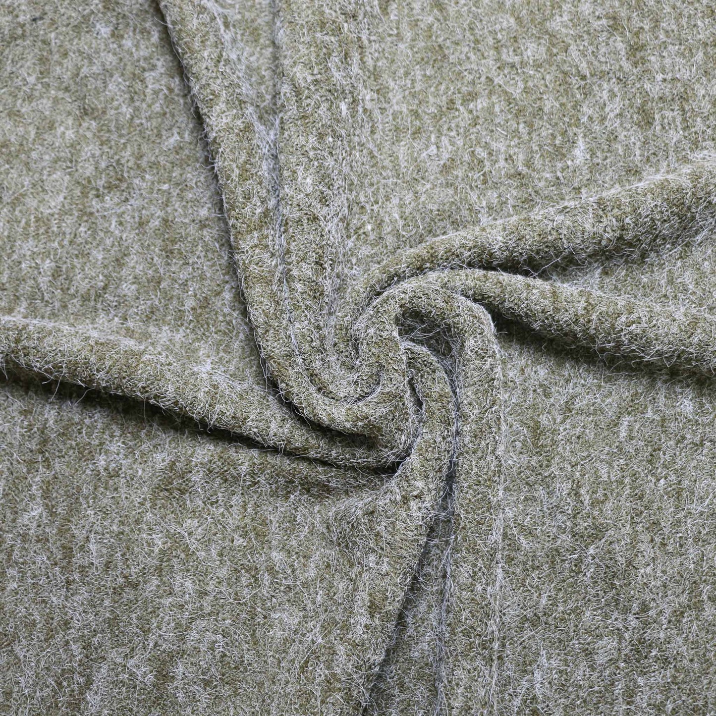 jersey faux angora wool fabric plain khaki green colour