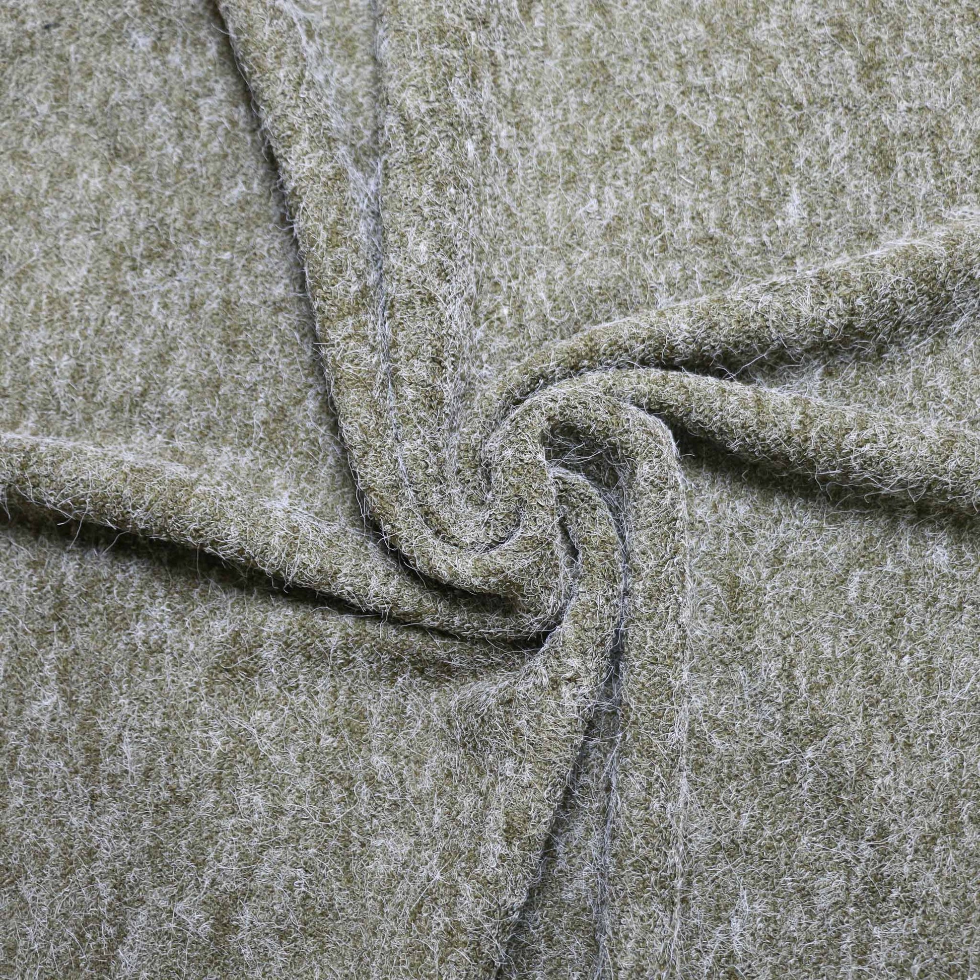 Faux Angora jersey fabric - Khaki green, beige, mauve
