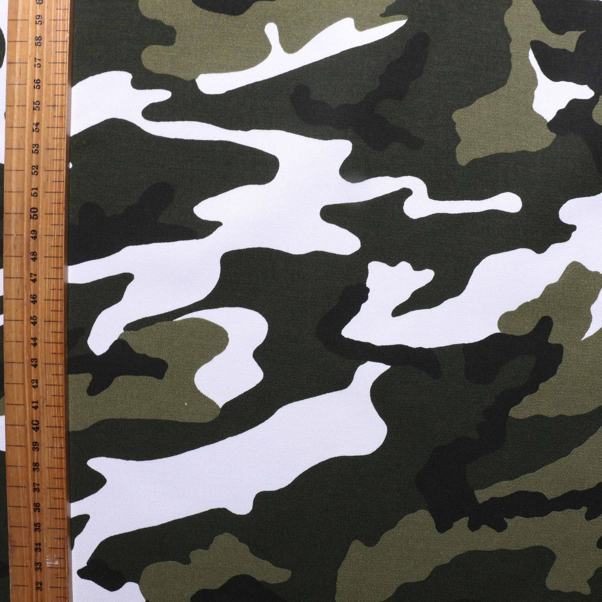 metre camouflage dressmaking cotton twill fabric in khaki green and white