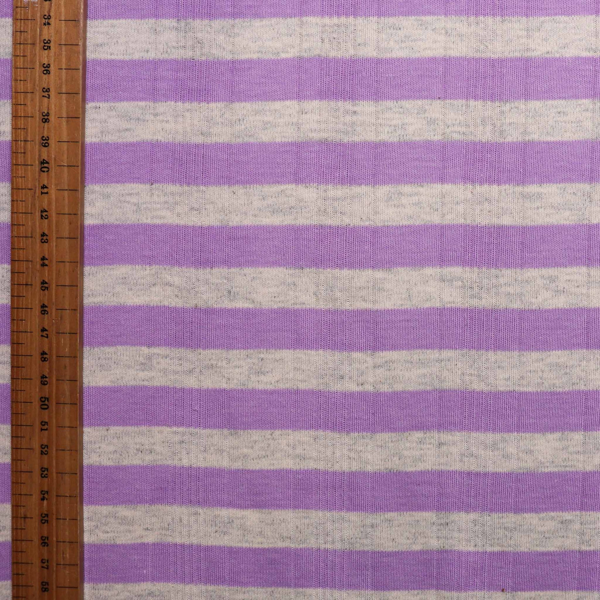 cloth controls lilac and grey stripe jersey dressmaking fabric