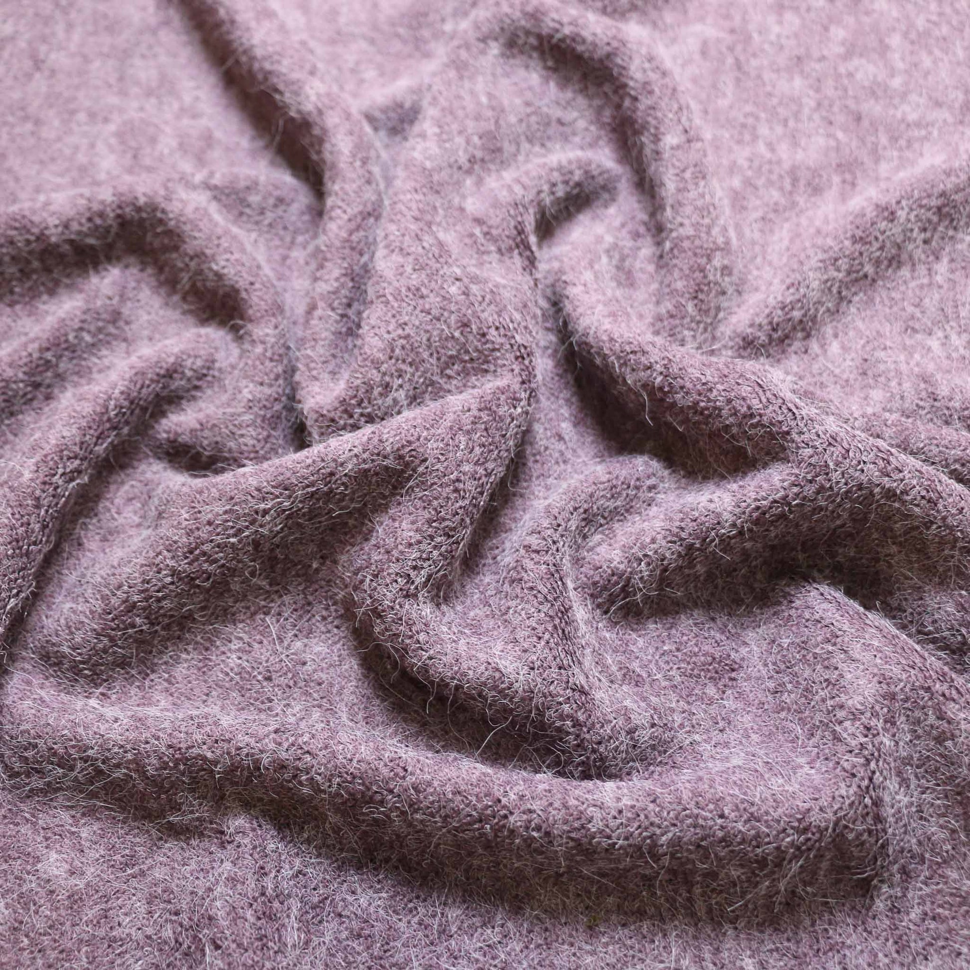 jersey angora wool fabric plain mauve purple colour