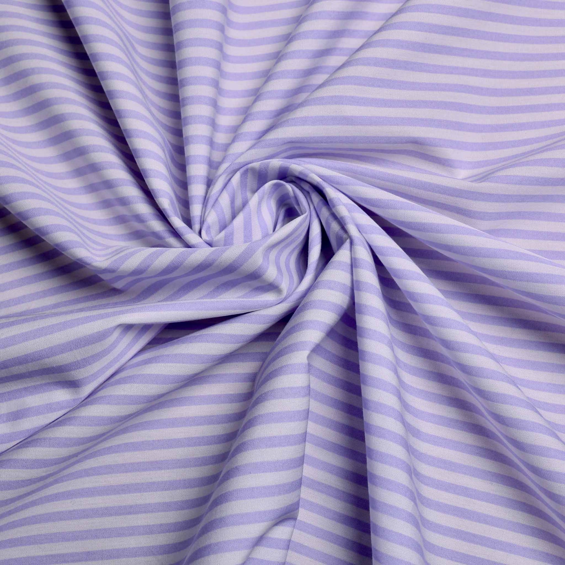 cotton poplin in lilac colour with striped pattern