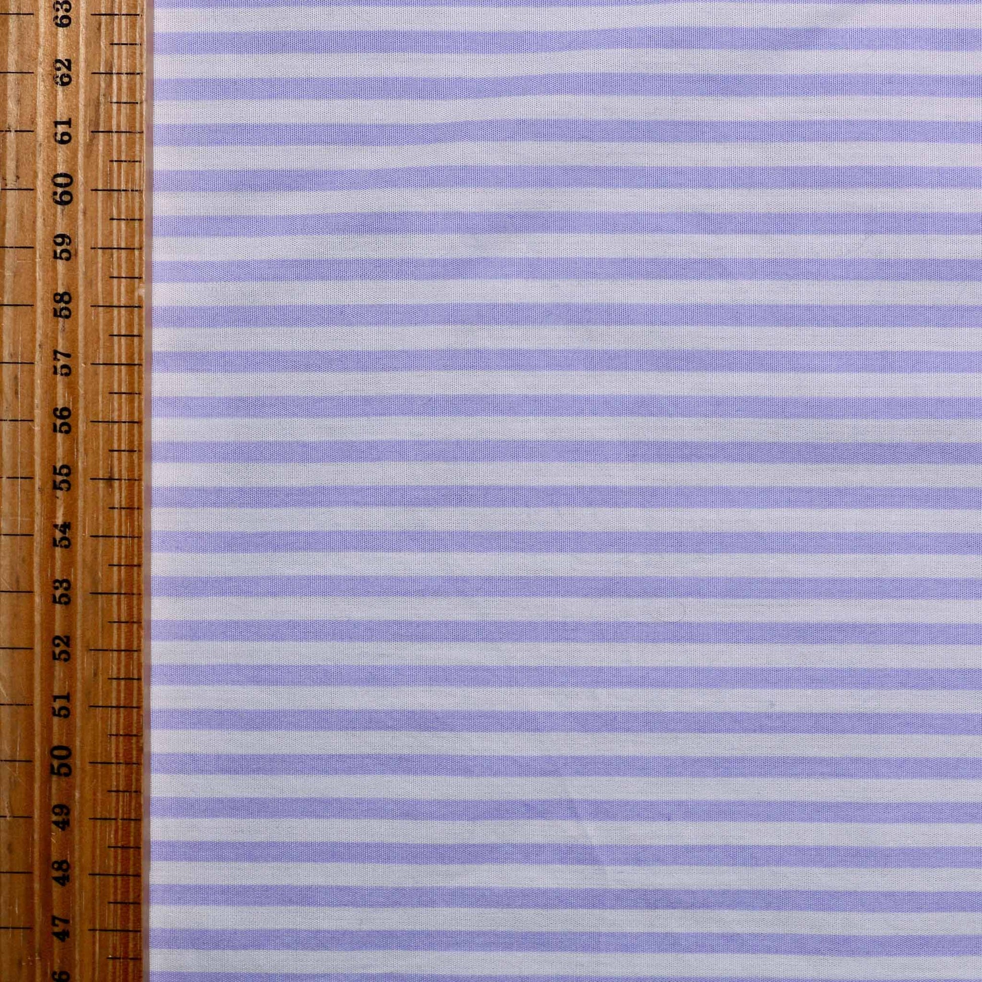 metre lilac cotton poplin dressmaking fabric with stripes pattern