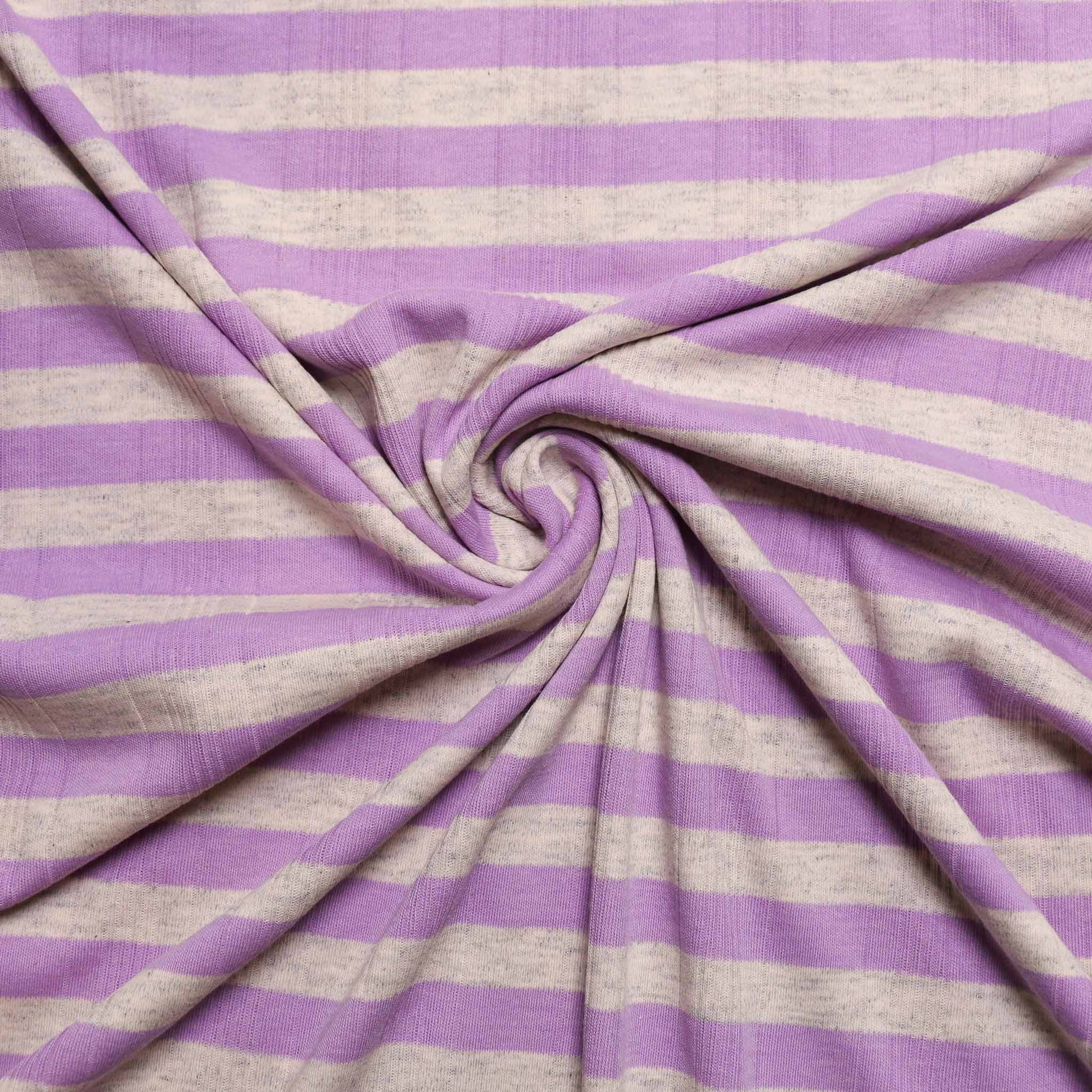 cloth control lilac striped grey polycotton dressmaking jersey