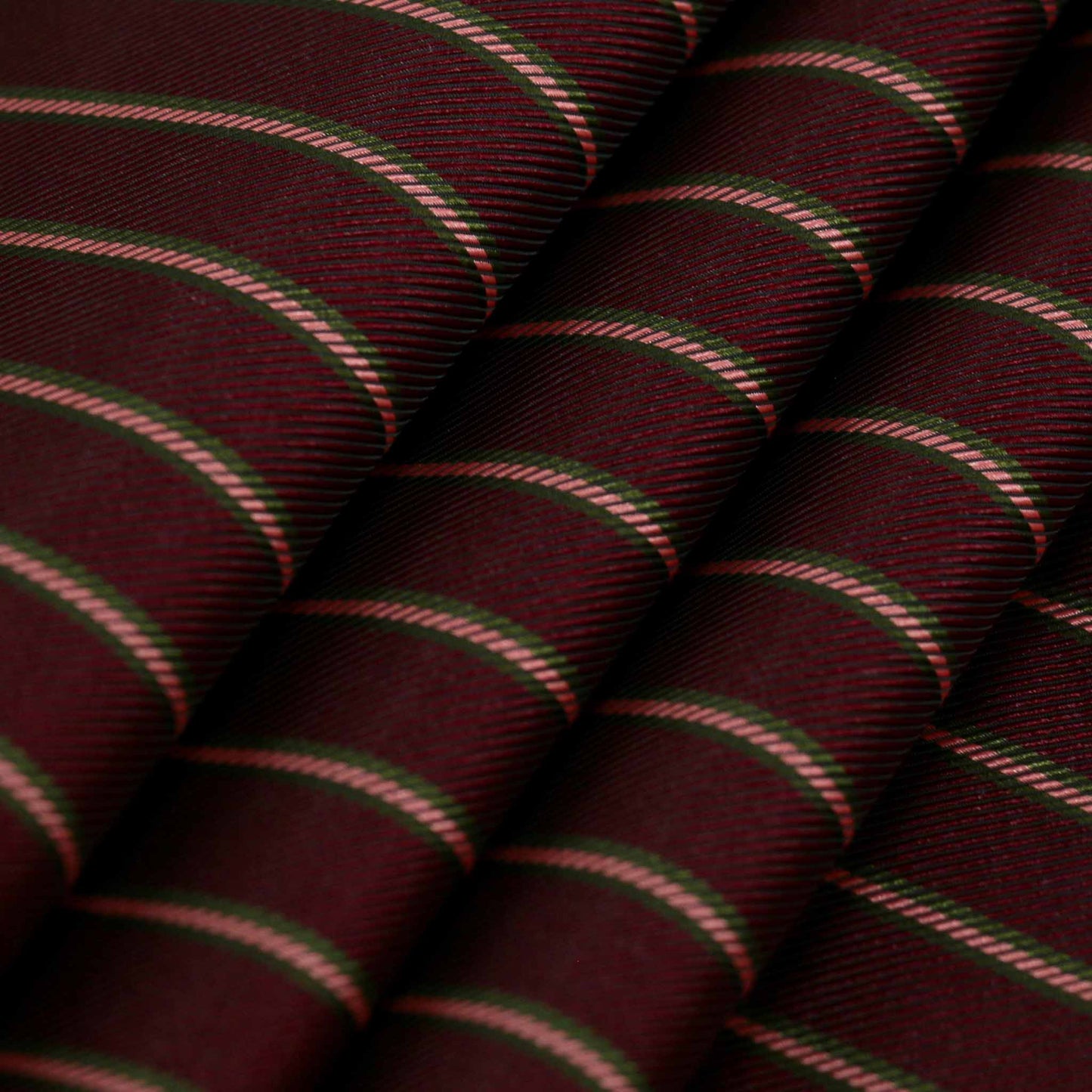 twill lining viscose fabric for dressmaking in maroon with pinstripe in pink and green