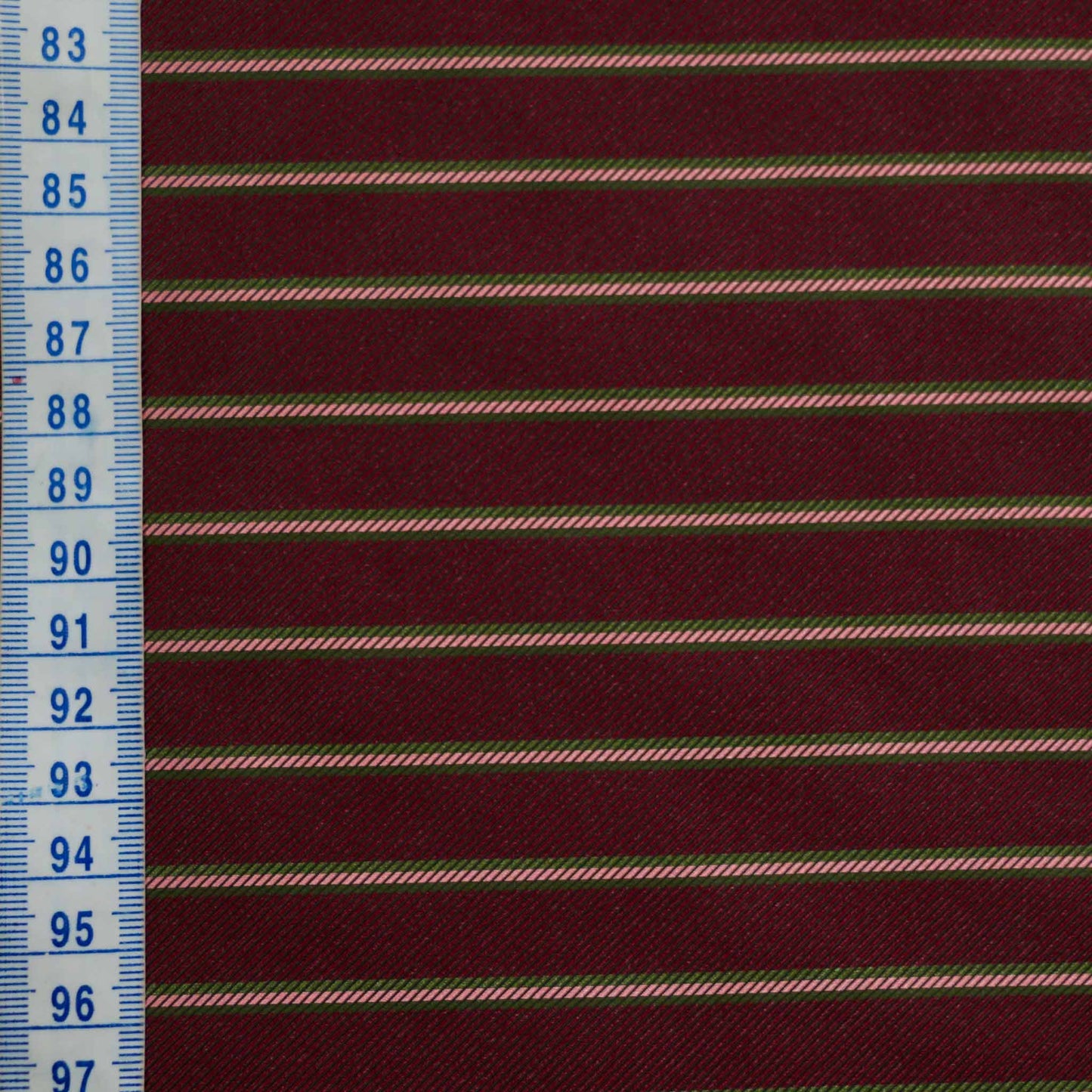 metre maroon twill lining viscose with pink and green pinstripe pattern