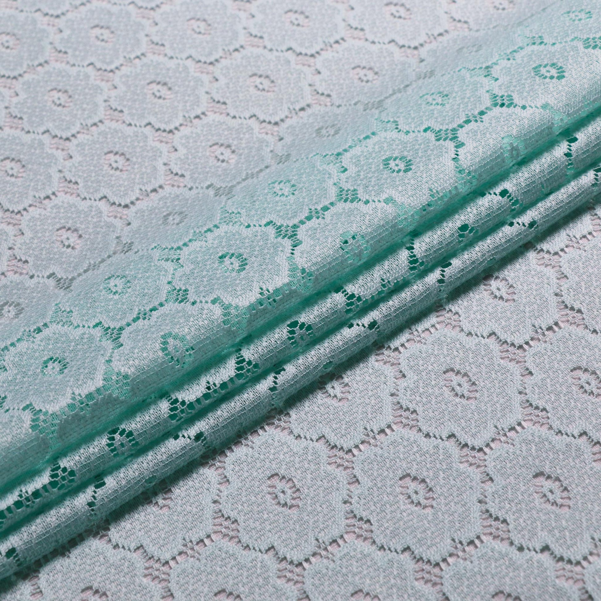 floral mint green delicate dressmaking lace fabric