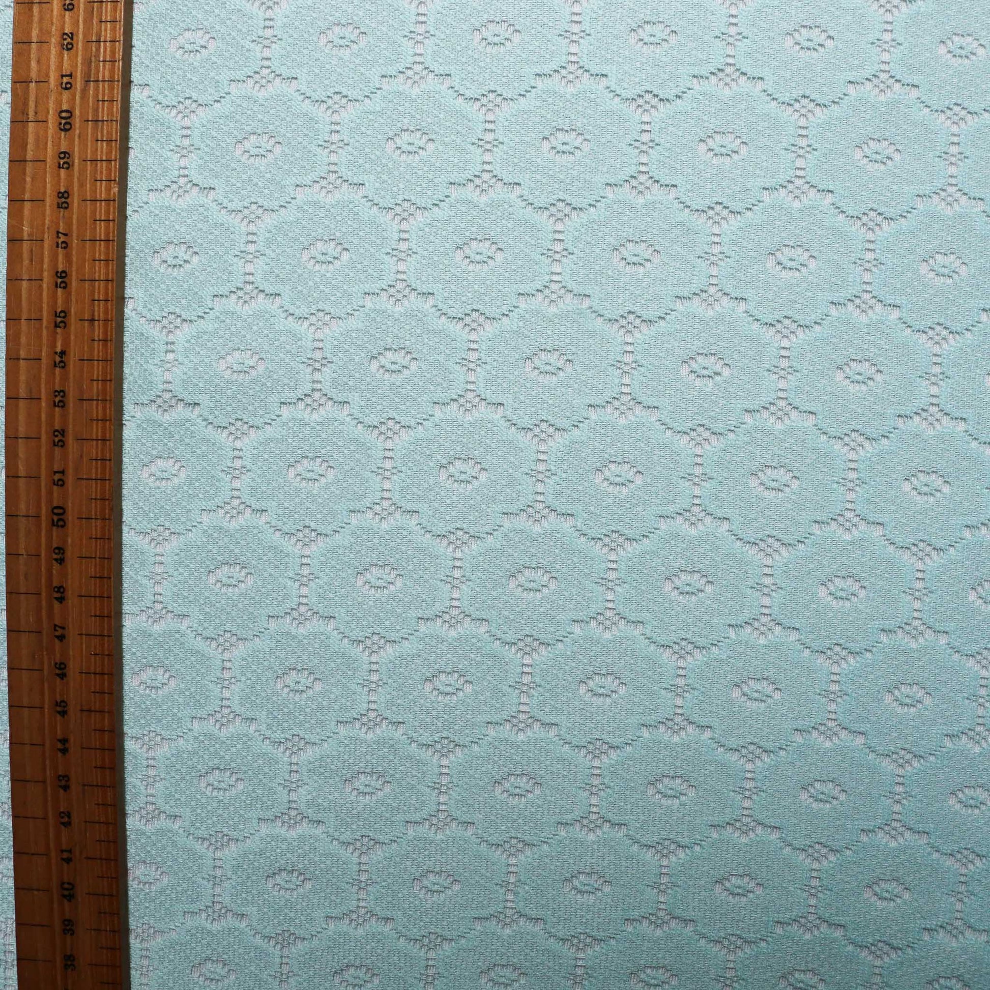 metre delicate lace dressmaking fabric with mint green floral pattern