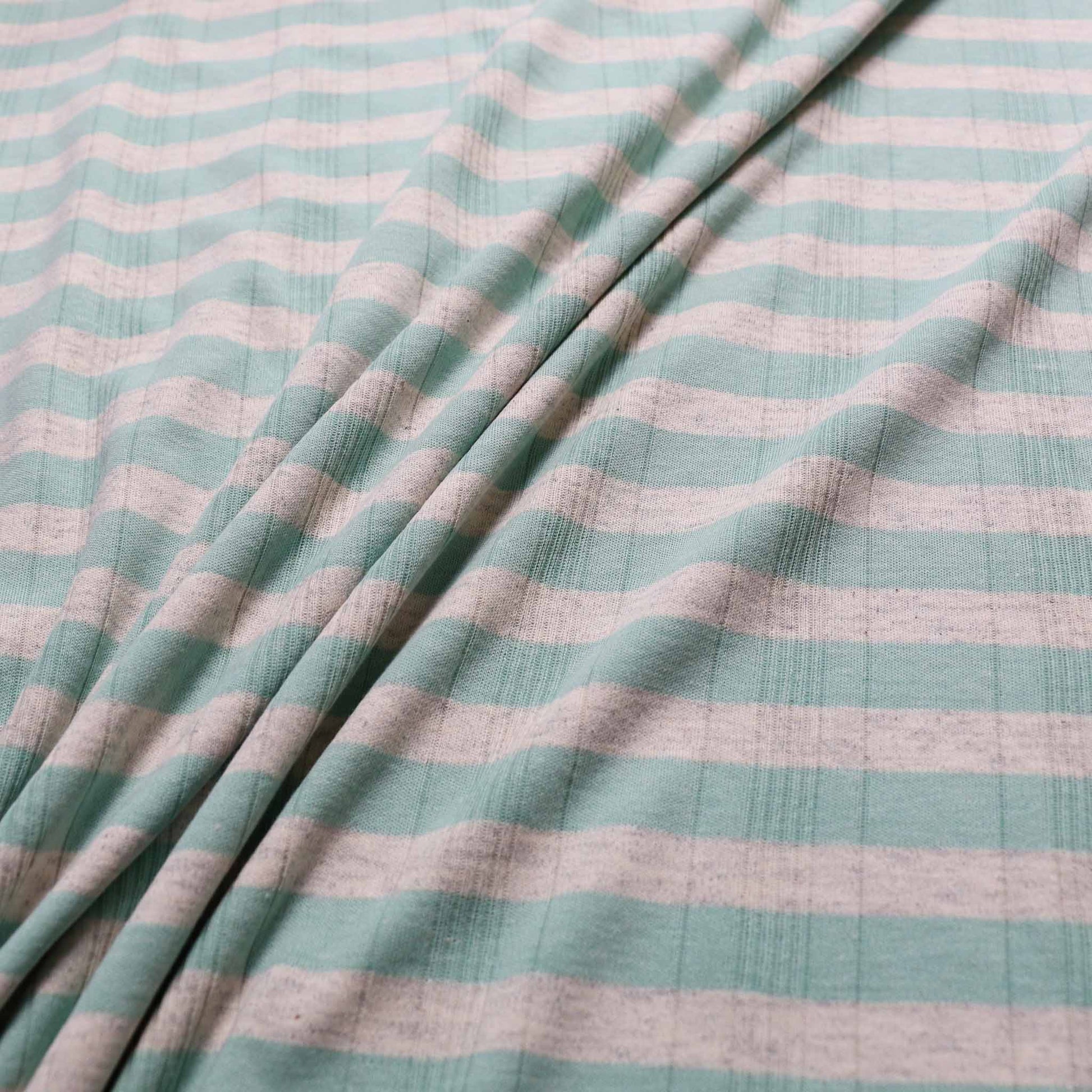 dressmaking fabric jersey with mint grey stripes