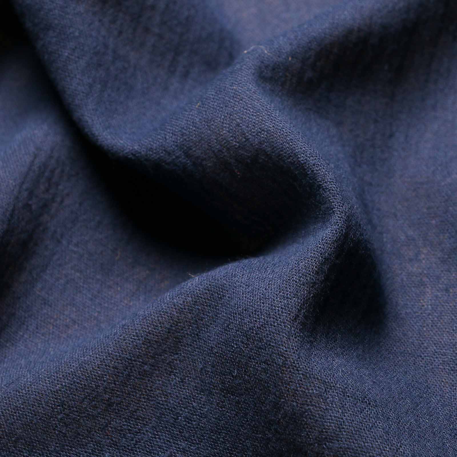 plain navy blue cotton dressmaking fabric voile with crinkle texture