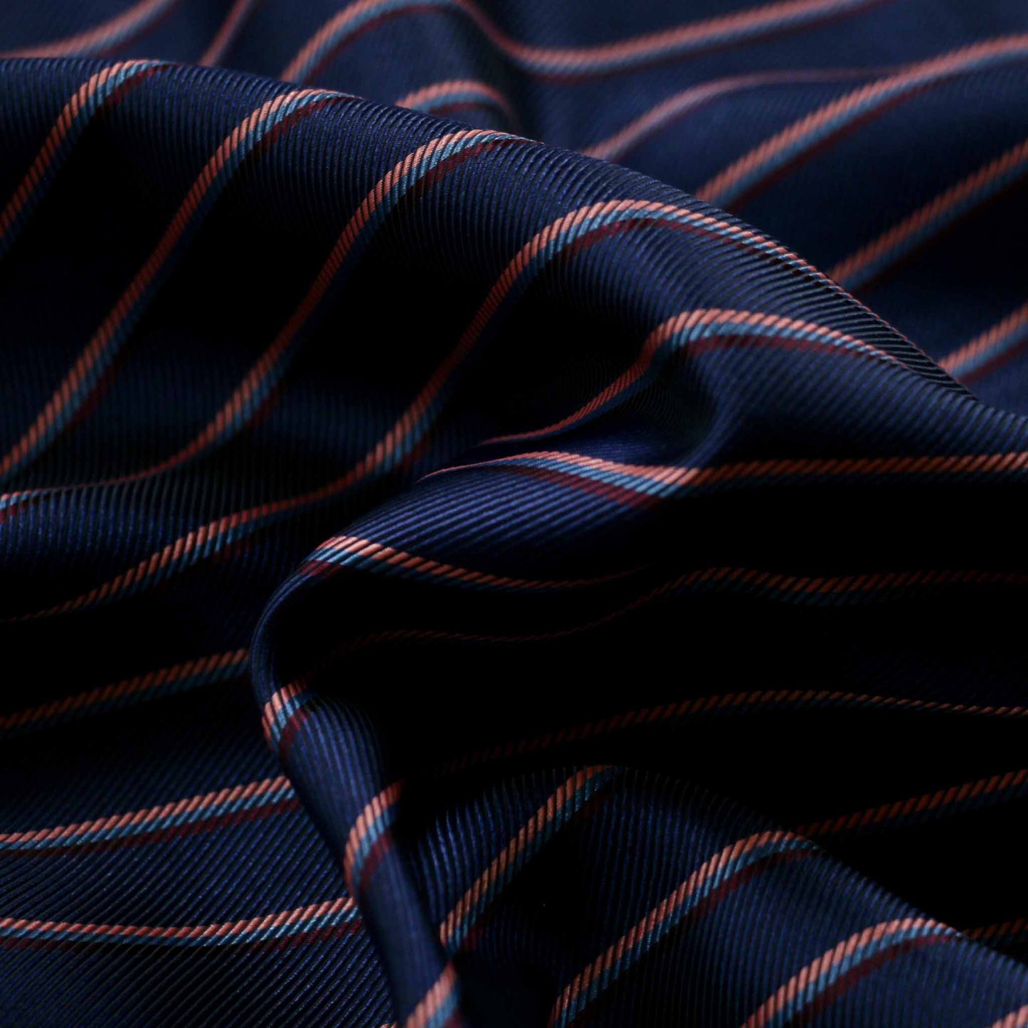 navy twill lining viscose fabric for dressmaking with pink and maroon striped pattern