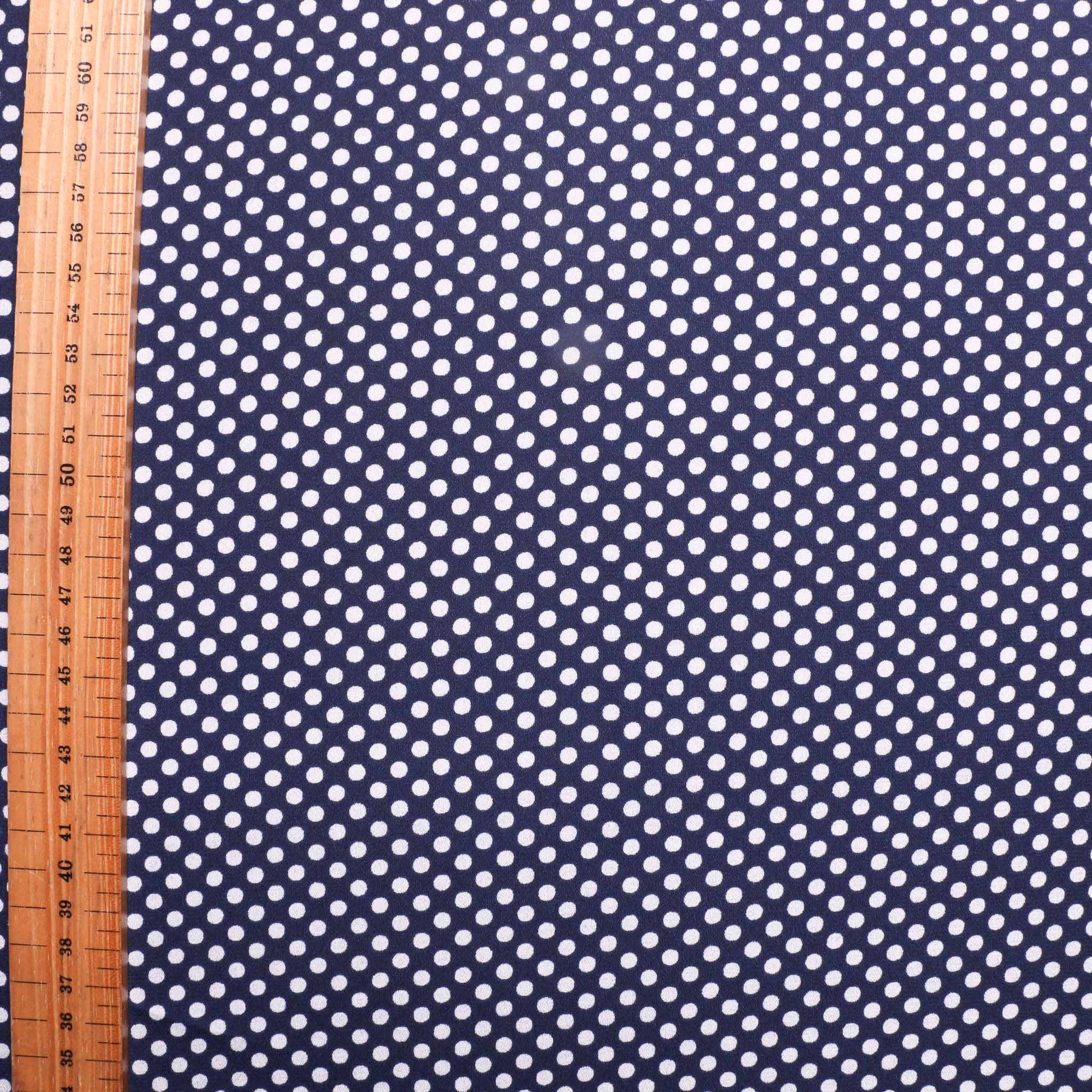 metre polka dot dressmaking fabric in navy and white uk