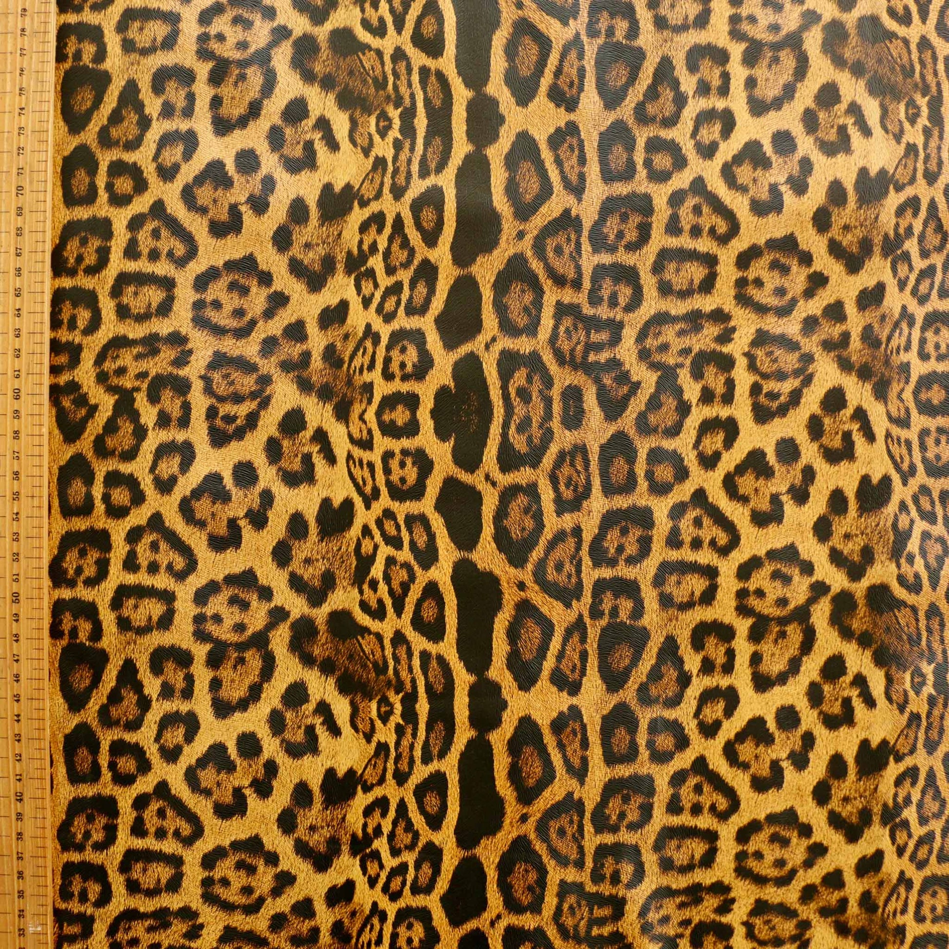 animal print jaguar skin orange and black pvc vinyl leatherette fabric for dressmaking