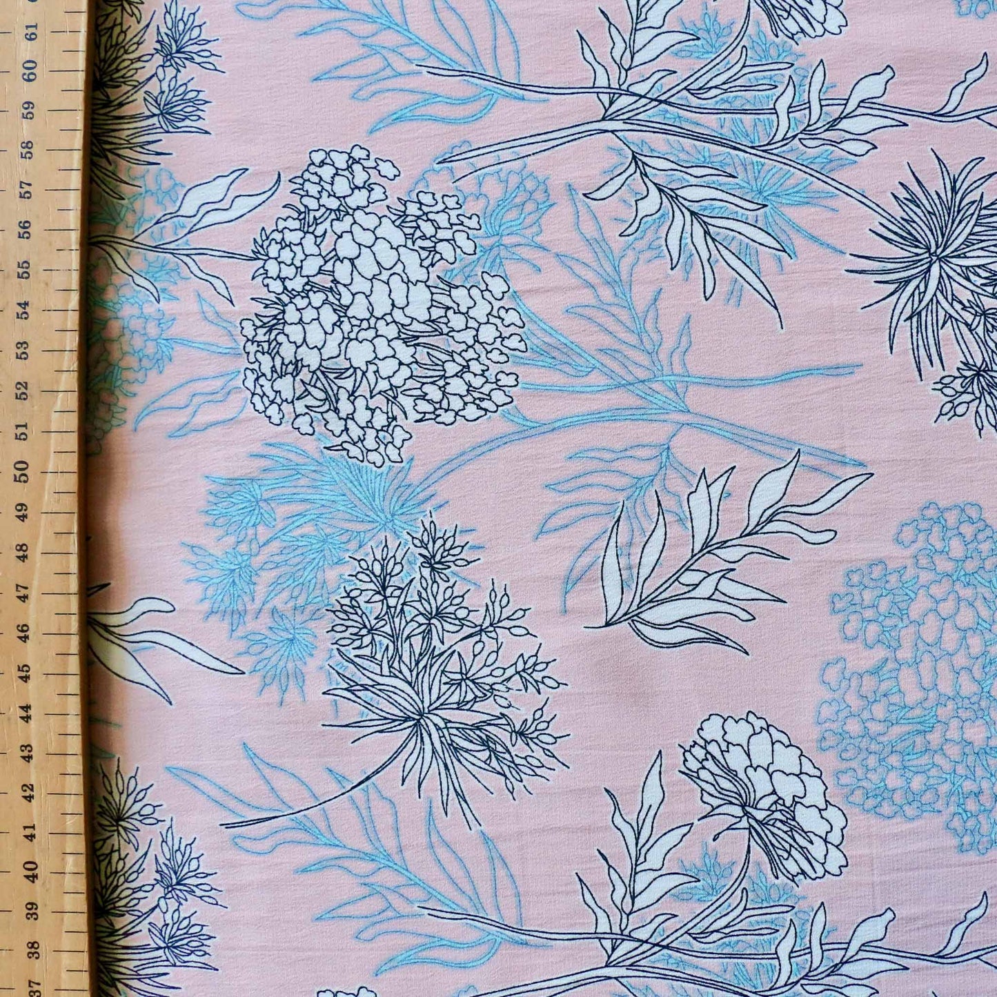 metre stretchy pink chiffon synthetic polyester fabric with white floral design