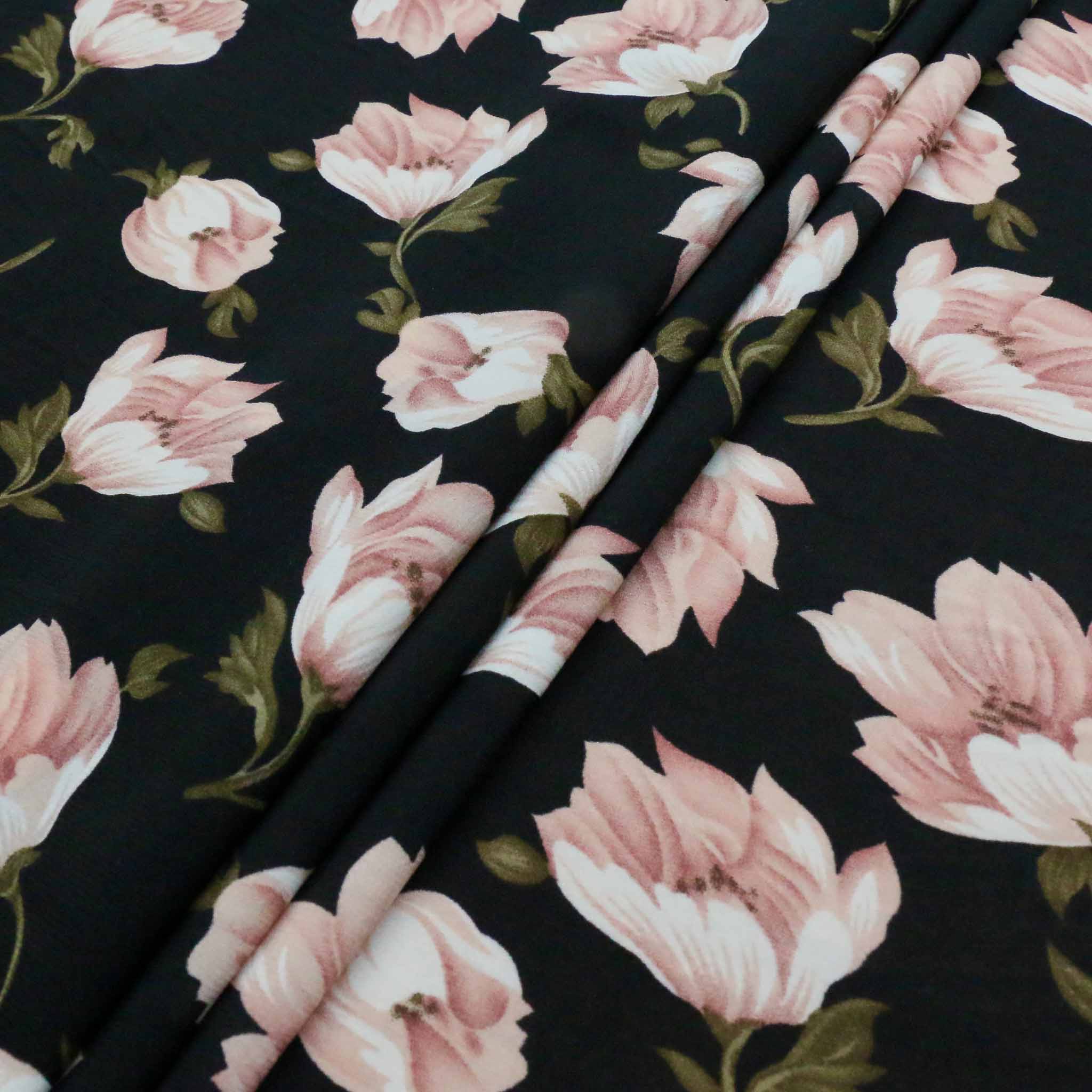 Black floral 2024 chiffon fabric