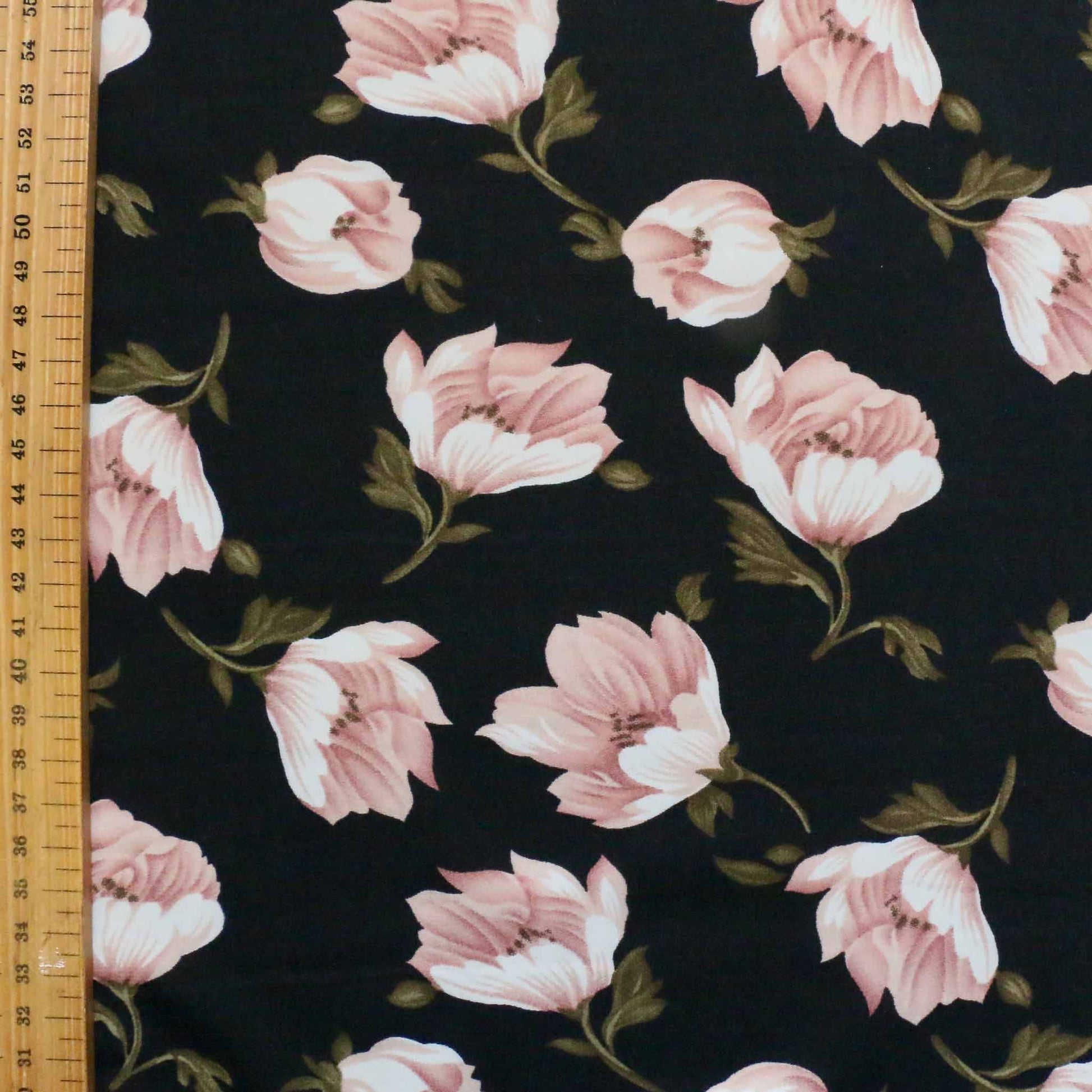 metre black and pink floral print chiffon polyester dressmaking synthetic fabric