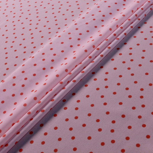 pink polka dot georgette dressmaking fabric