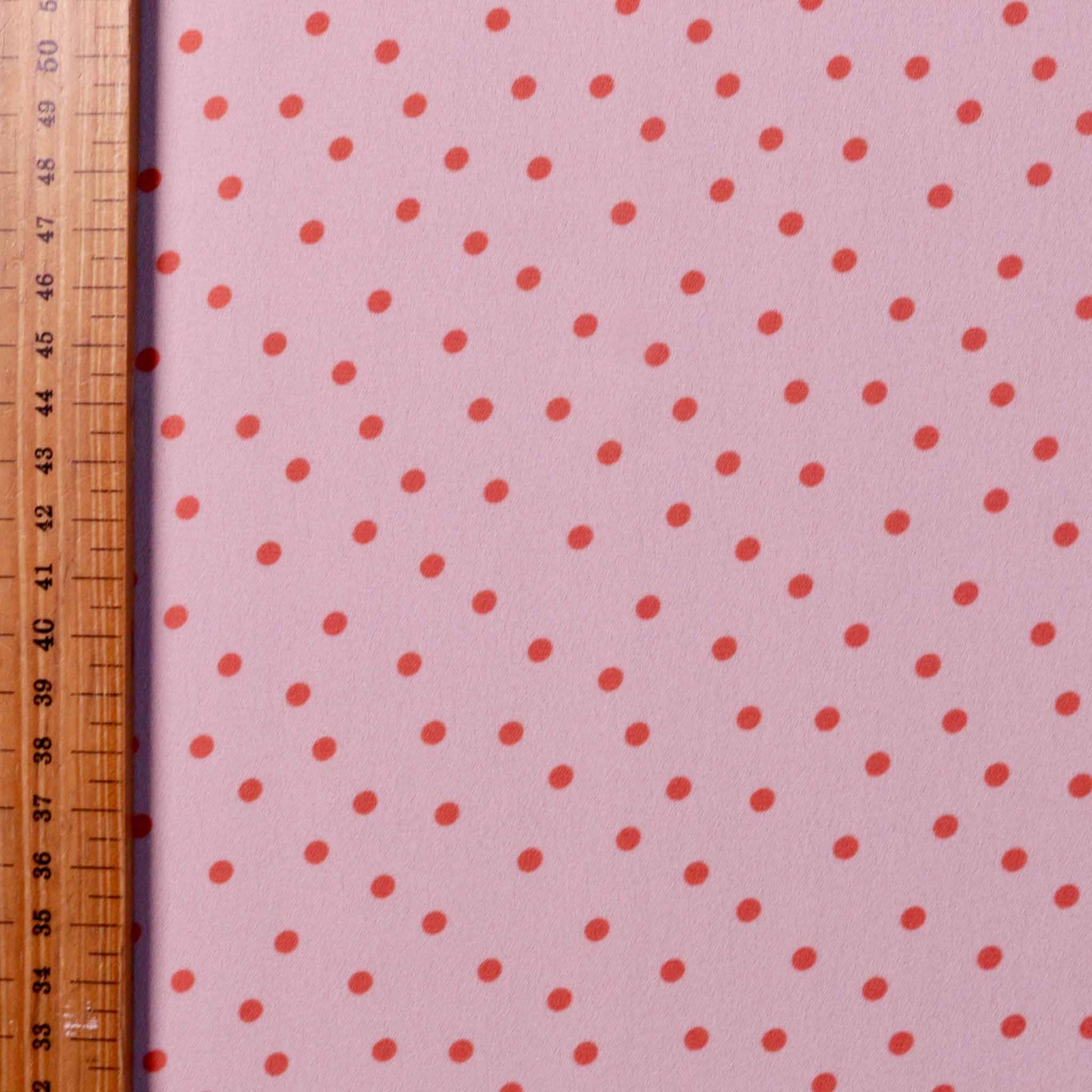 metre pink georgette fabric for dressmaking with pink polka dots
