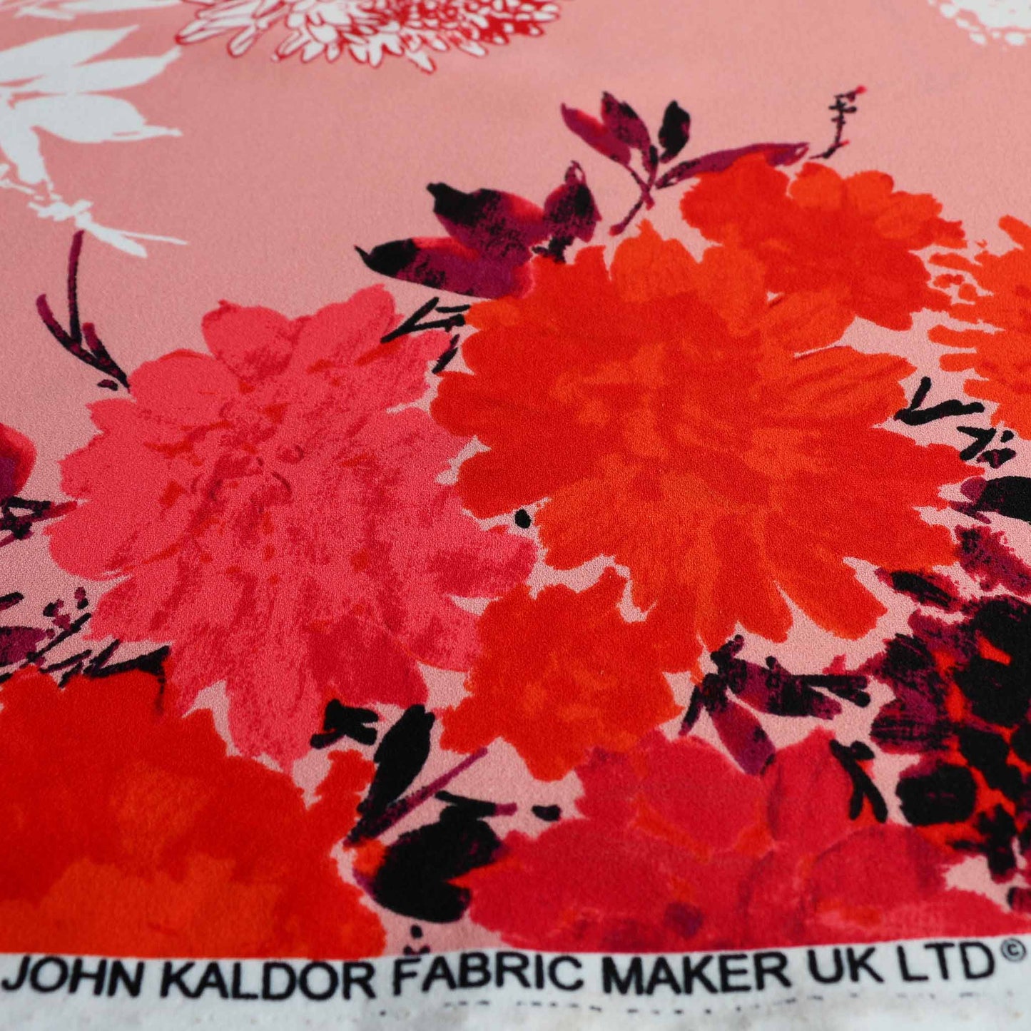 john kaldor fabric maker uk printed pink scuba floral dressmaking