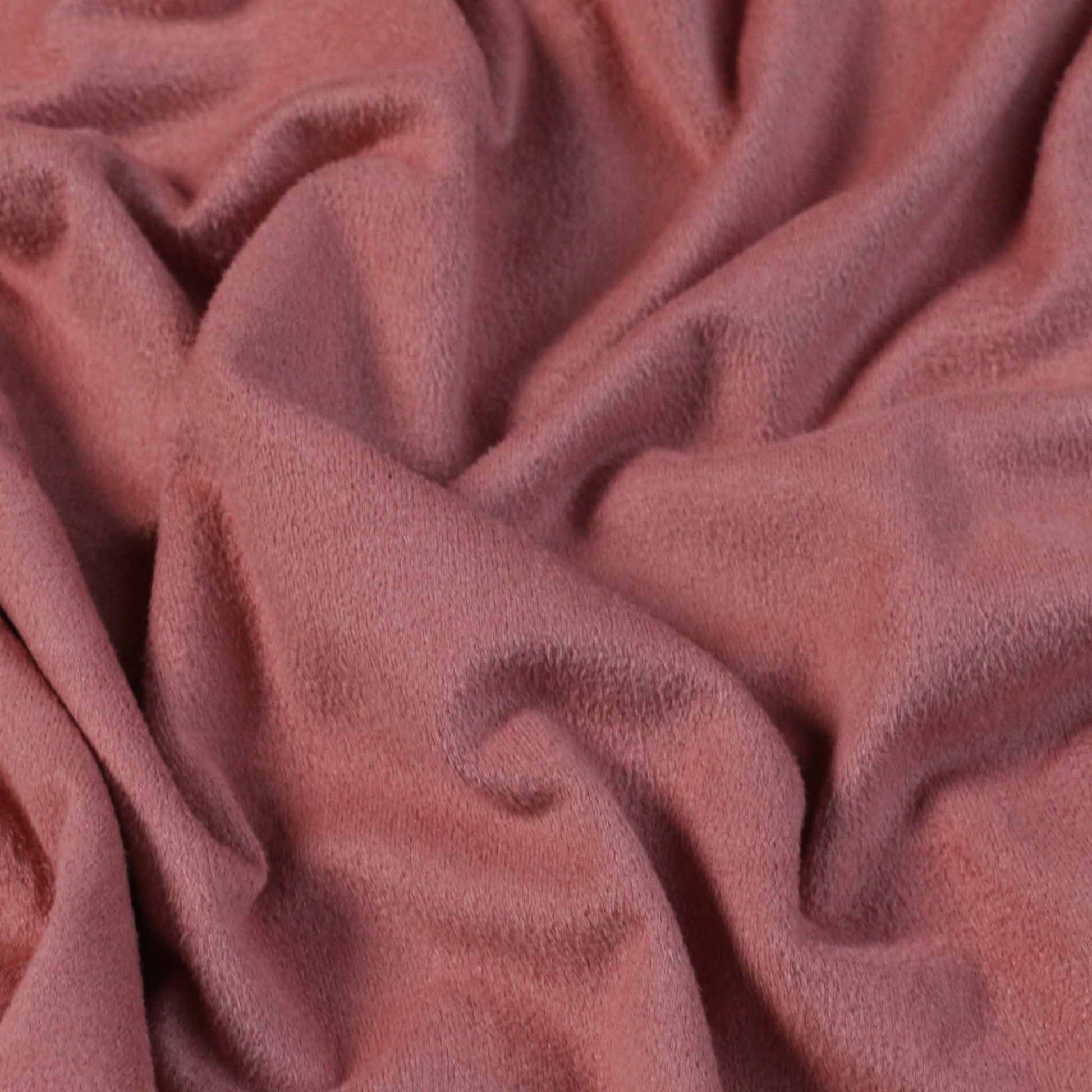scalloped edge plain pink suedette dressmaking stretchy fabric