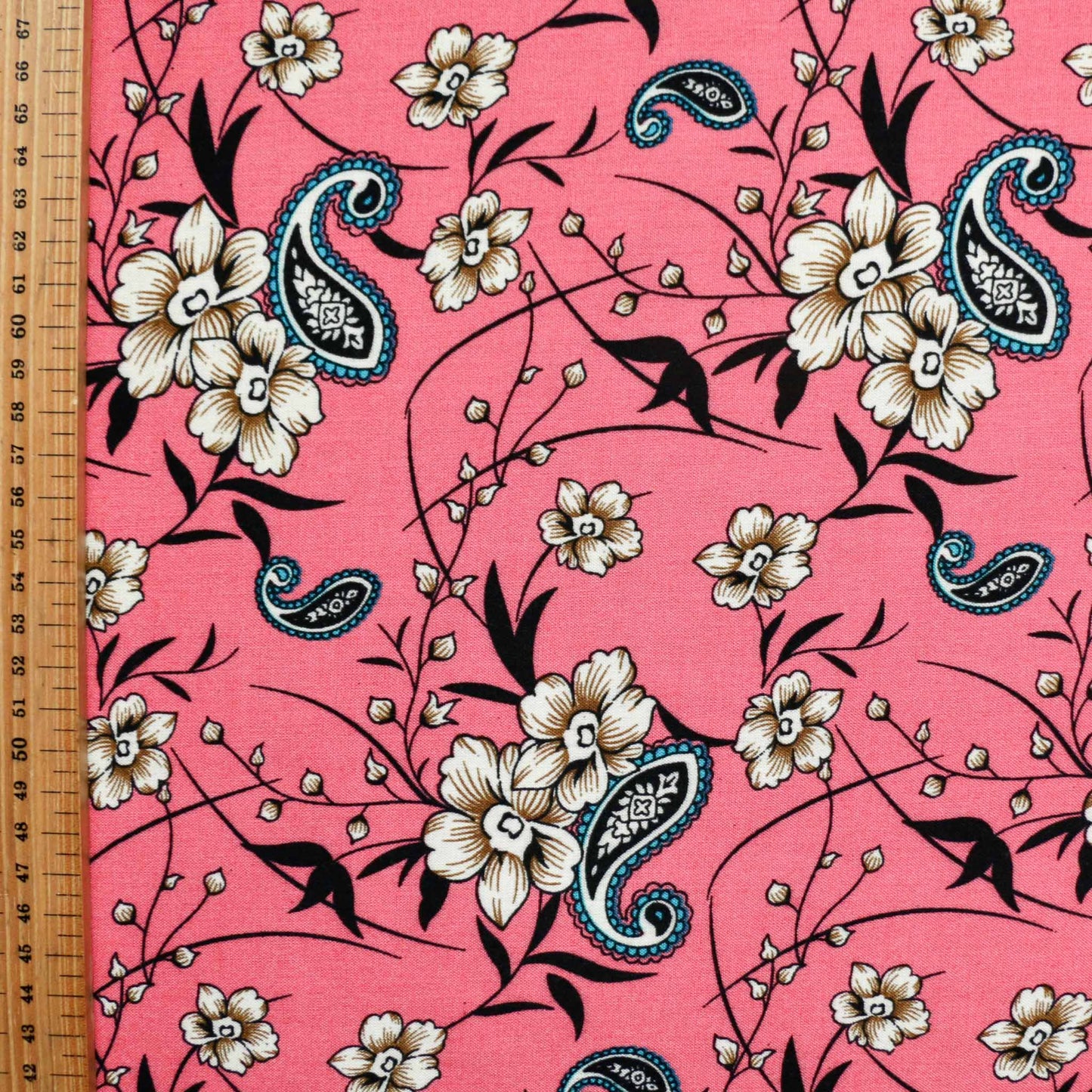 metre pink viscose challis dressmaking rayon fabric with floral print with classical pattern