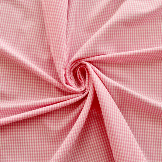 pink and white bengaline gingham check dressmaking suiting fabric
