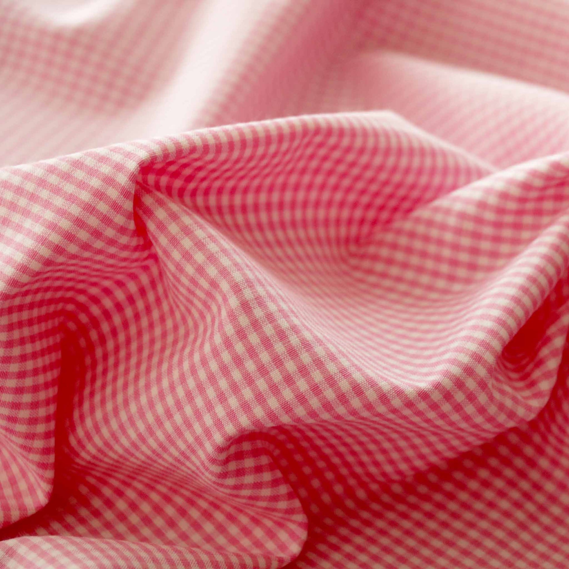 bengaline gingham check dressmaking suiting fabric in white and pink