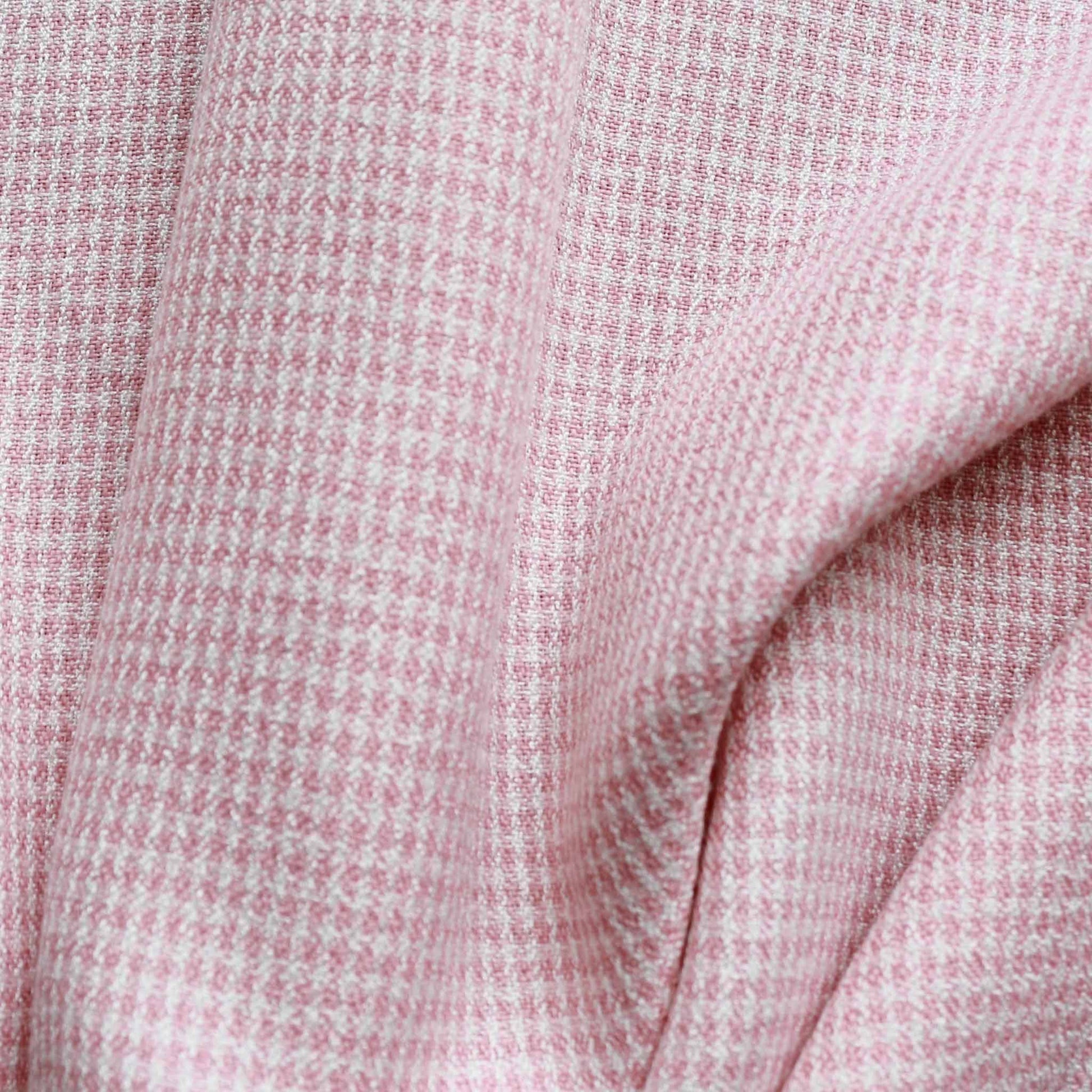 pink and white check dressmaking viscose crepe fabric