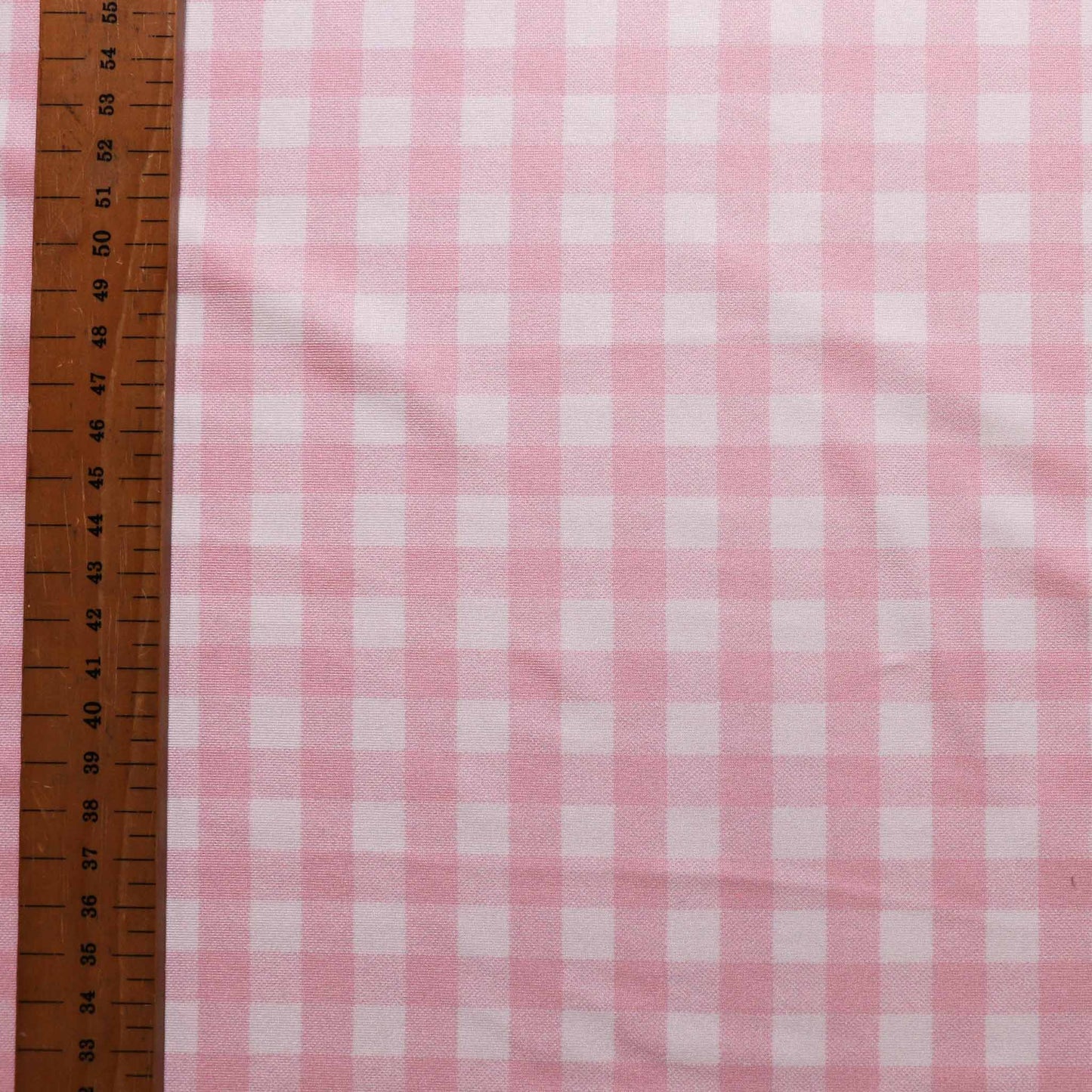 metre lycra jersey stretchy dressmaking fabric with gingham design in pink and white