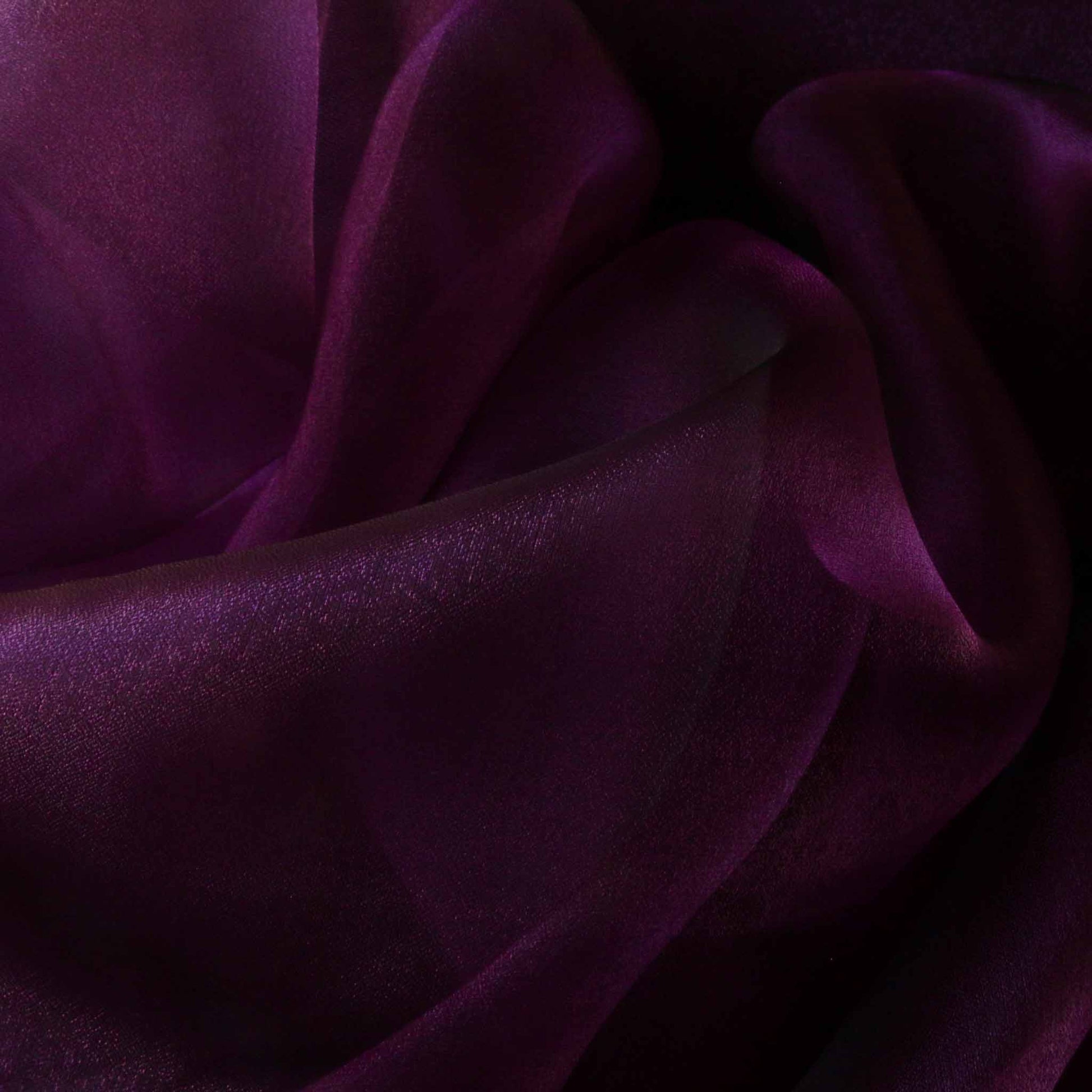 purple and black crystal organza two tone dressmaking fabric