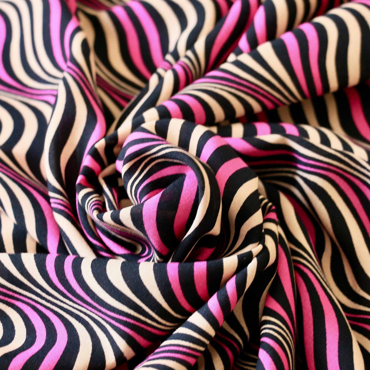 black purple and beige striped viscose challis dressmaking rayon fabric