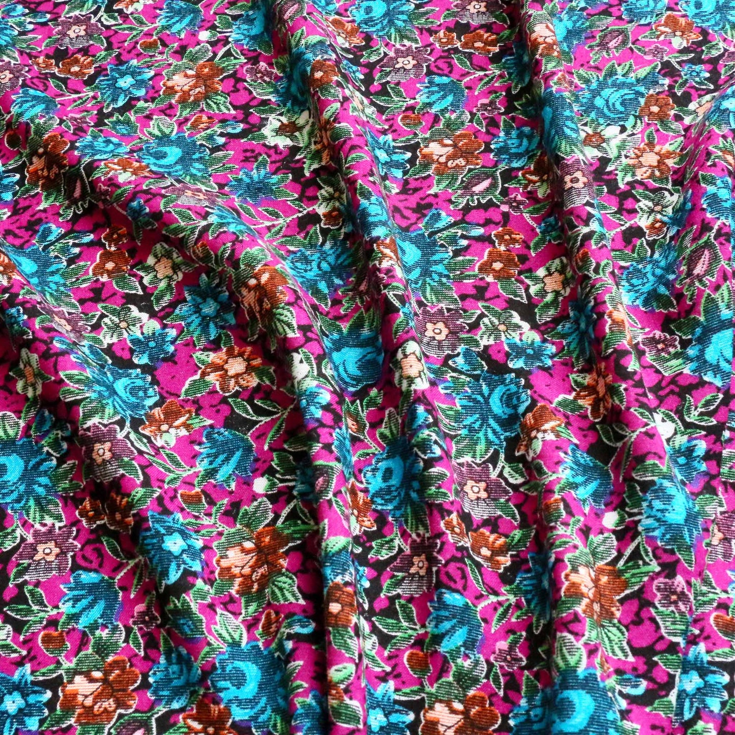 multicoloured floral viscose challis dressmaking rayon fabric