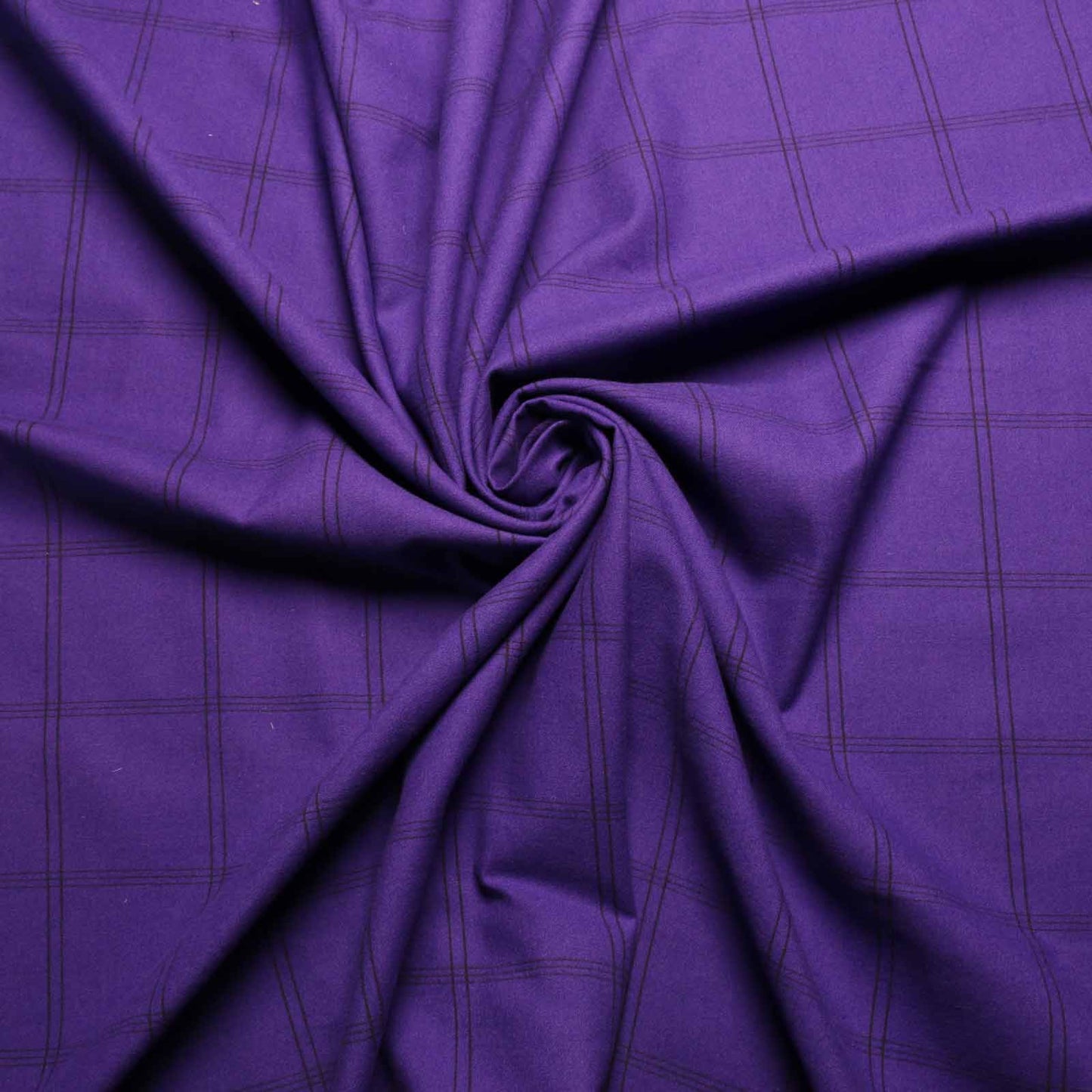 brushed cotton dressmaking fabric with checked pattern in purple and black