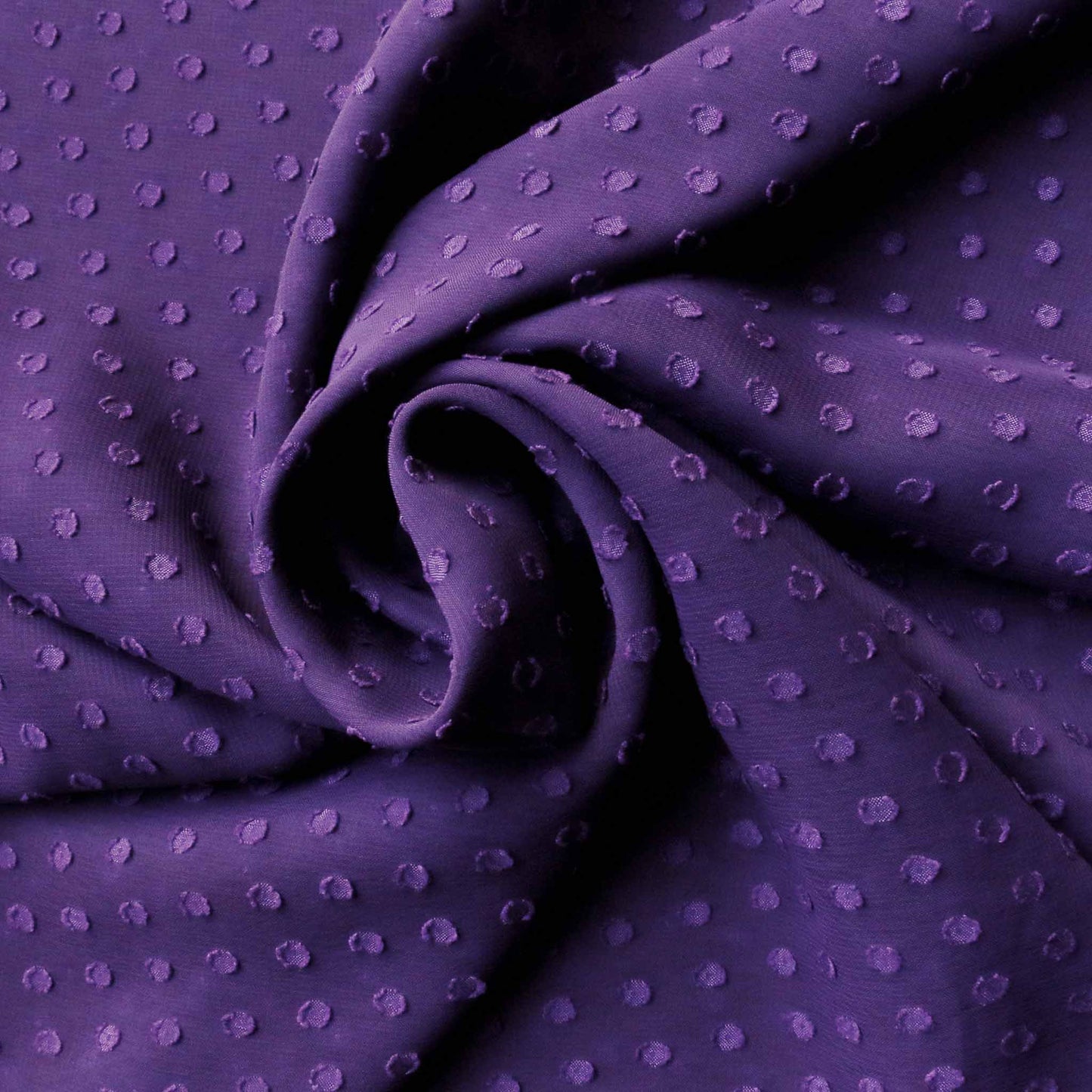 swiss clip jacquard chiffon polka dot design in purple