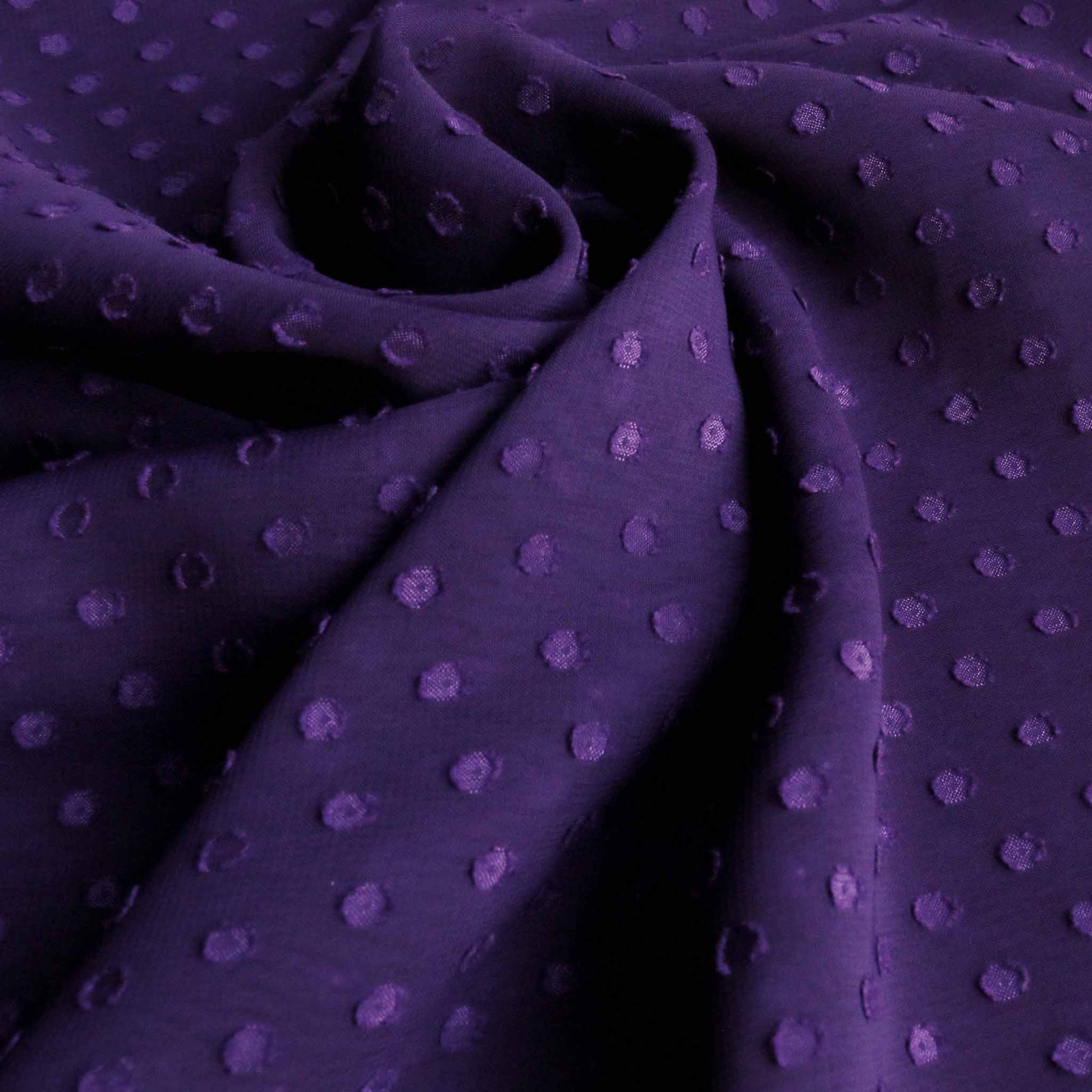 purple polka dot swiss clip jacquard chiffon dressmaking fabric
